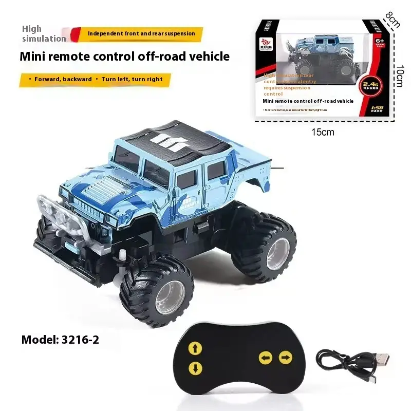 Mini Remote Control Car Off-road Bigfoot Toy 1:58 Chargeable Electronic RC Vehicle Model 2.4G Simulation RC Truck for Kids Gift
