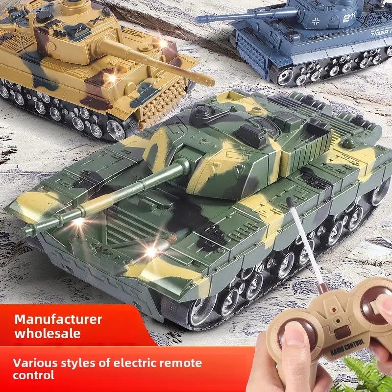 RC Tank with LED Sound Effect Remote Control Excavator Electronic Engineering Car Military RC Car Toy for Kids Birthday Gift