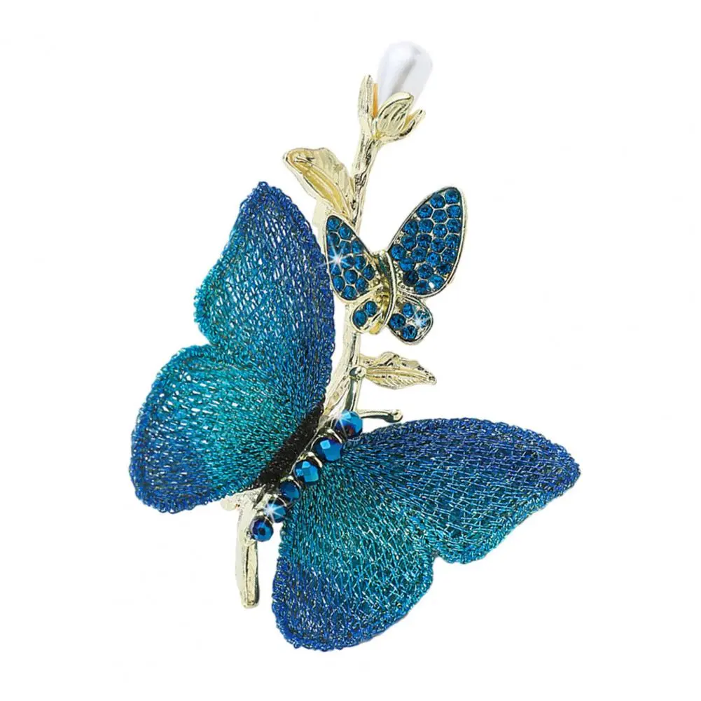 Exquisite Brooch Trendy Lapel Pin Elegant Rhinestone Butterfly Brooches for Women Sparkly Lapel Pins with Faux Pearls for Suits