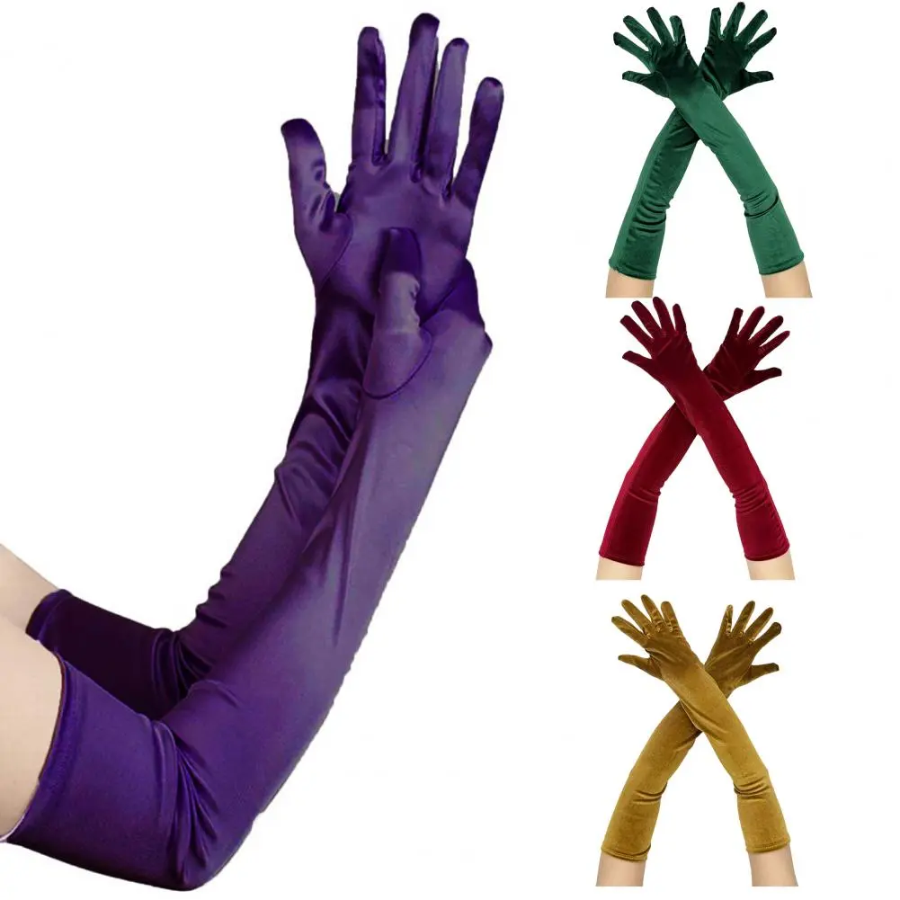 Long Gloves for Women Fashionable Glove Trends Elegant Women's Velvet Long Gloves for 1920s Flapper Opera Party Costume Dance