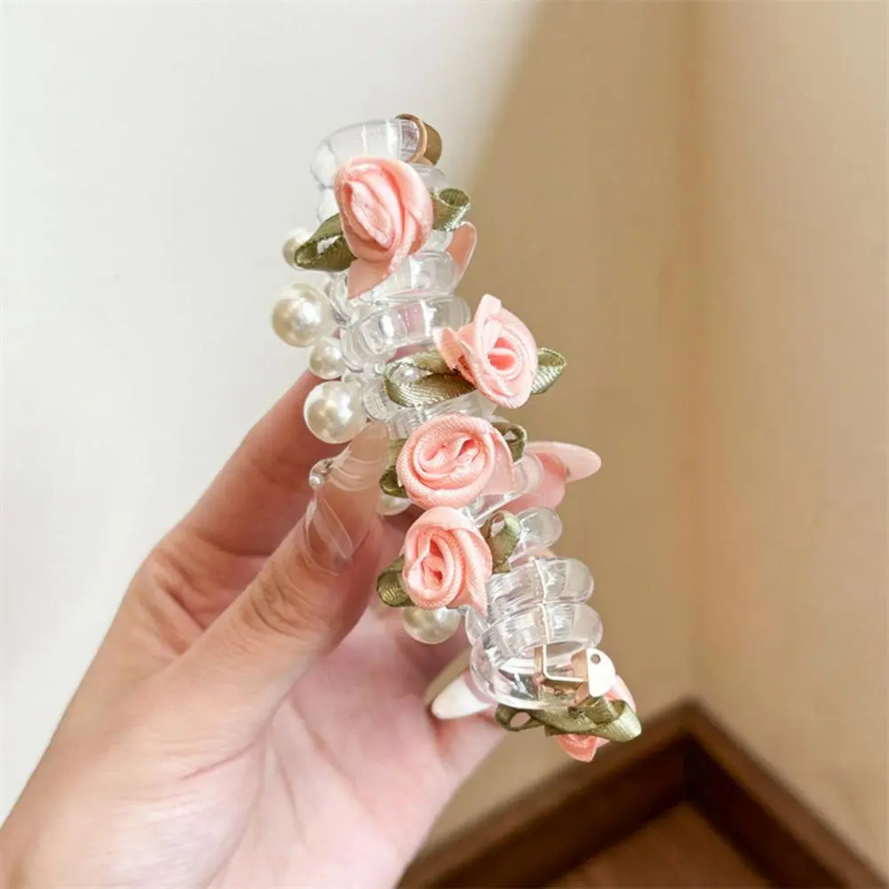 Hair Decorations Elegant Butterfly Faux Pearl Hair Ties Set Women's Braided Elastic Hair Accessories 4 Pieces Ropes with Decor