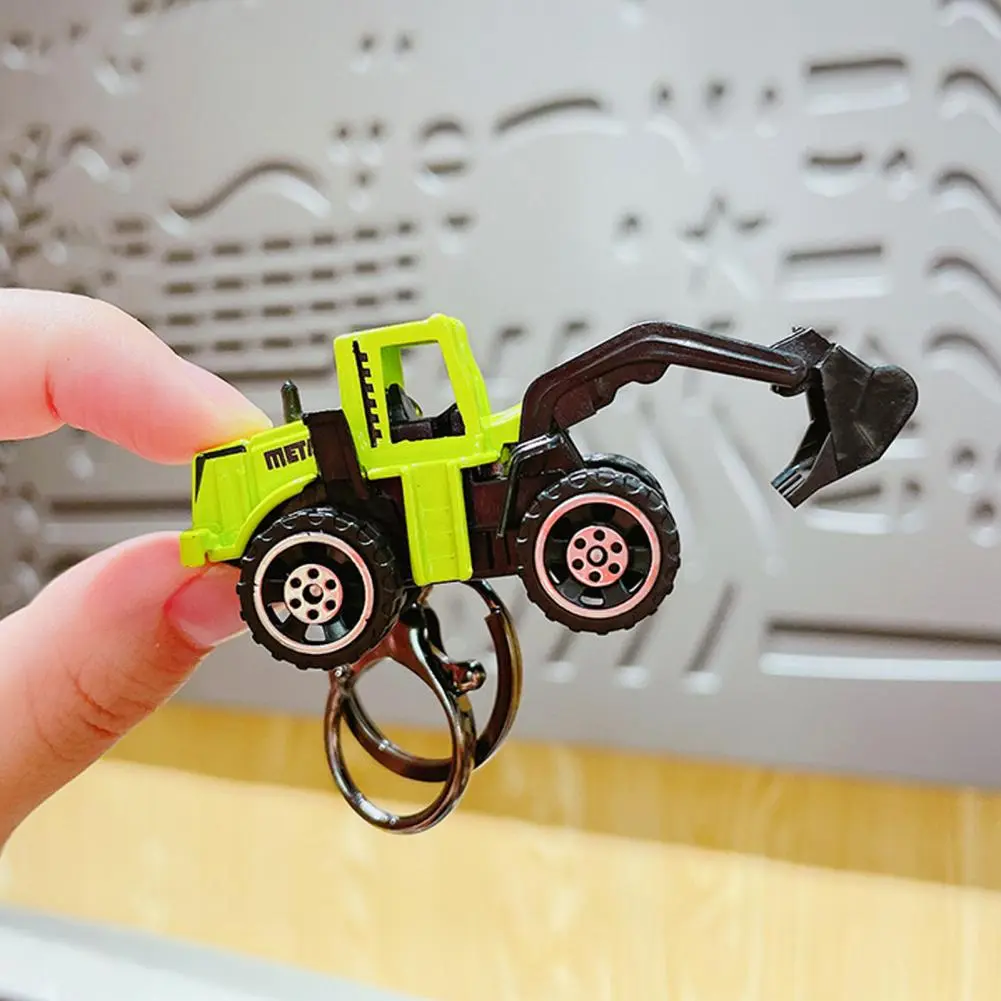 Car Key Keychain Keychain Pendant Mini Engineering Cars Keychain Set Pull Back Cartoon Toy Car Pendant with for Decompression