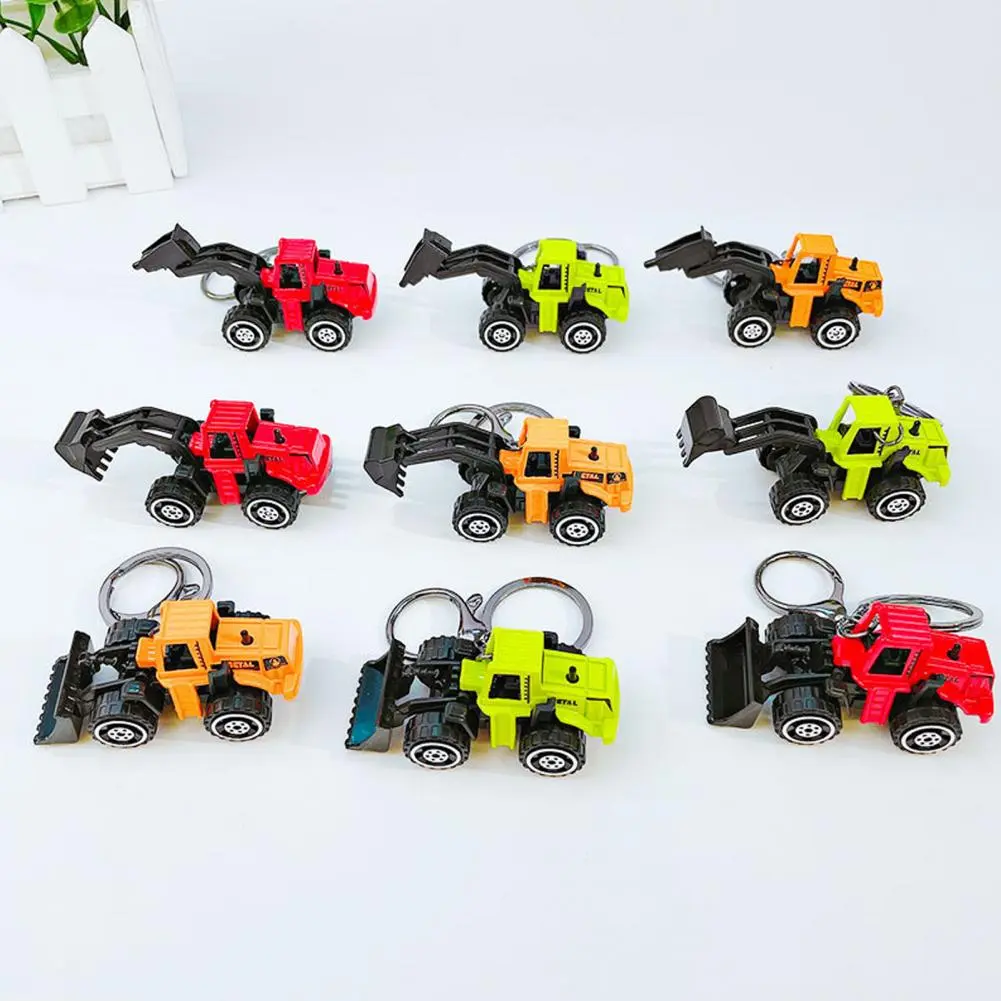 Car Key Keychain Keychain Pendant Mini Engineering Cars Keychain Set Pull Back Cartoon Toy Car Pendant with for Decompression