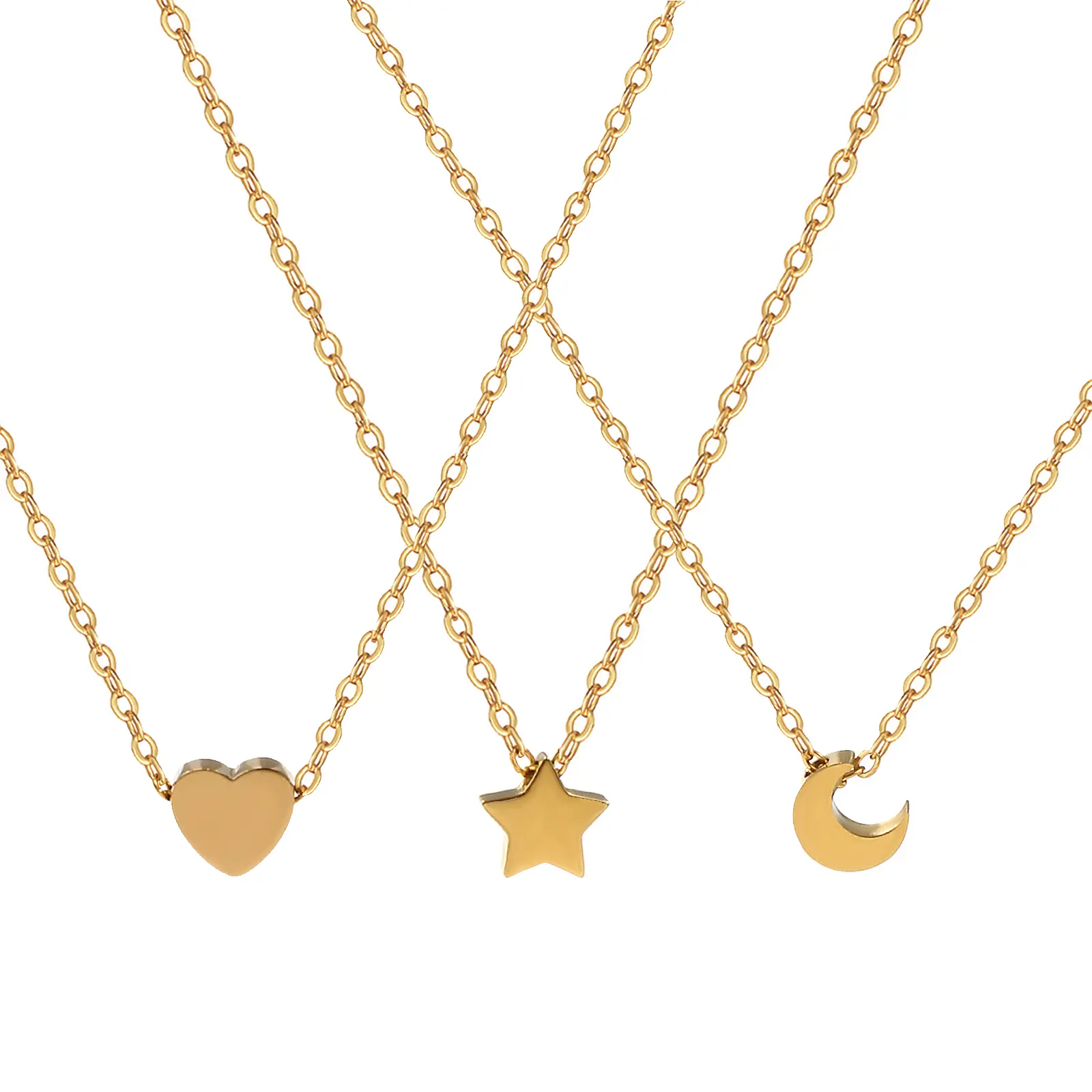 Stylish 18K Gold Plated 304 Stainless Steel Geometric Double-sided Polishing Pendant Charm Necklace For Women Gift, 1 Piece