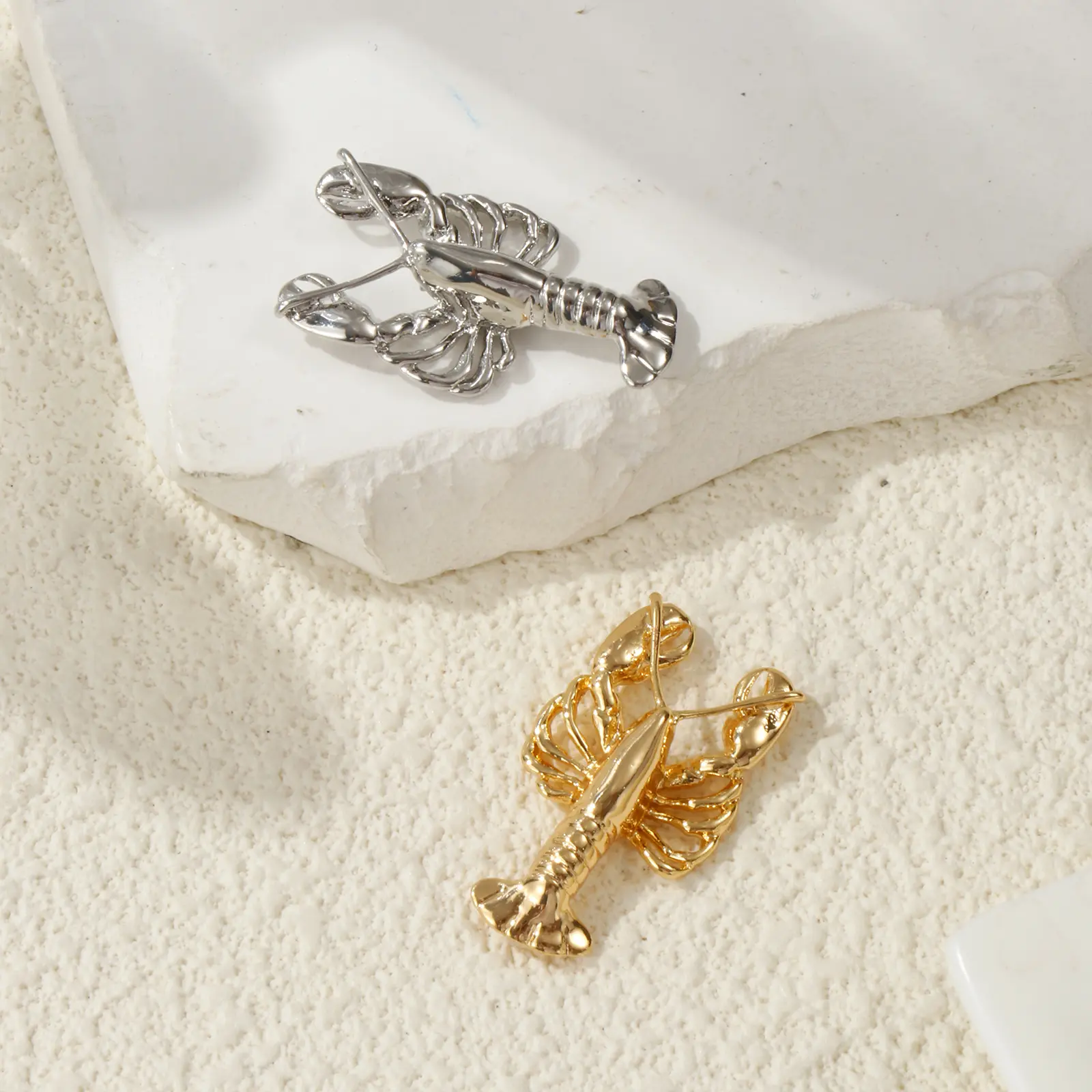 2PCs Brass Ocean Jewelry Charms Lobster Gold Plated Crayfish Pendant For Jewelry Making Necklace DIY Findings 28x16mm