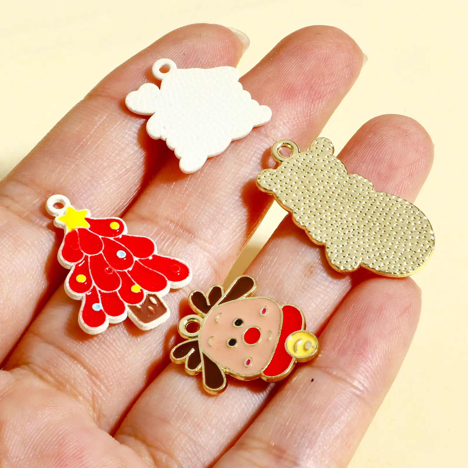 Zinc Based Alloy Christmas Charms Gold Color Multicolor Enamel Metal Pendants For DIY Jewelry Making Christmas Findings, 10 PCs