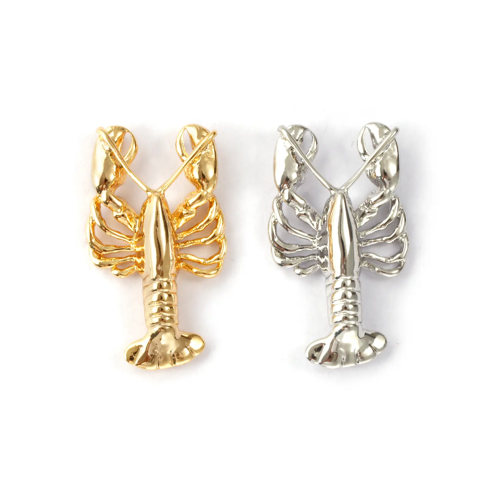 2PCs Brass Ocean Jewelry Charms Lobster Gold Plated Crayfish Pendant For Jewelry Making Necklace DIY Findings 28x16mm
