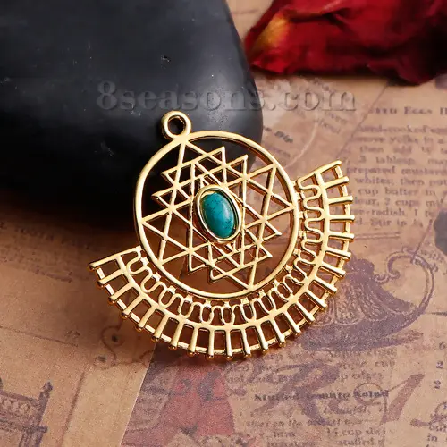 1-5PCs Zinc Based Alloy Sri Yantra Meditation Charms For Jewelry Making Round Hollow Geometric Pendant Necklace DIY Findings