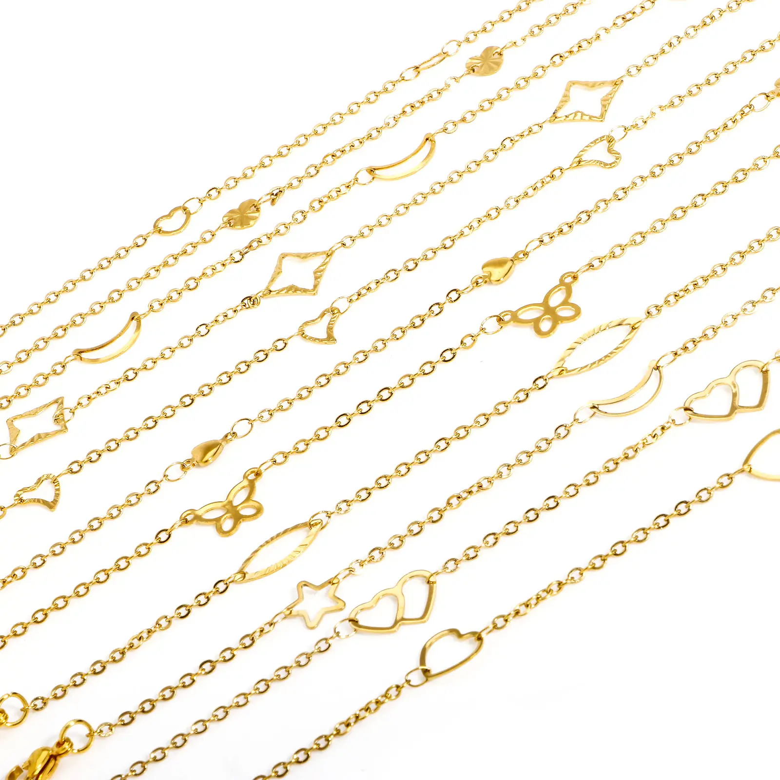 Fashion 304 Stainless Steel Butterfly Heart Moon Bracelet For Women Men Jewelry Gold Color Link Cable Chain Party Gift,1 Piece