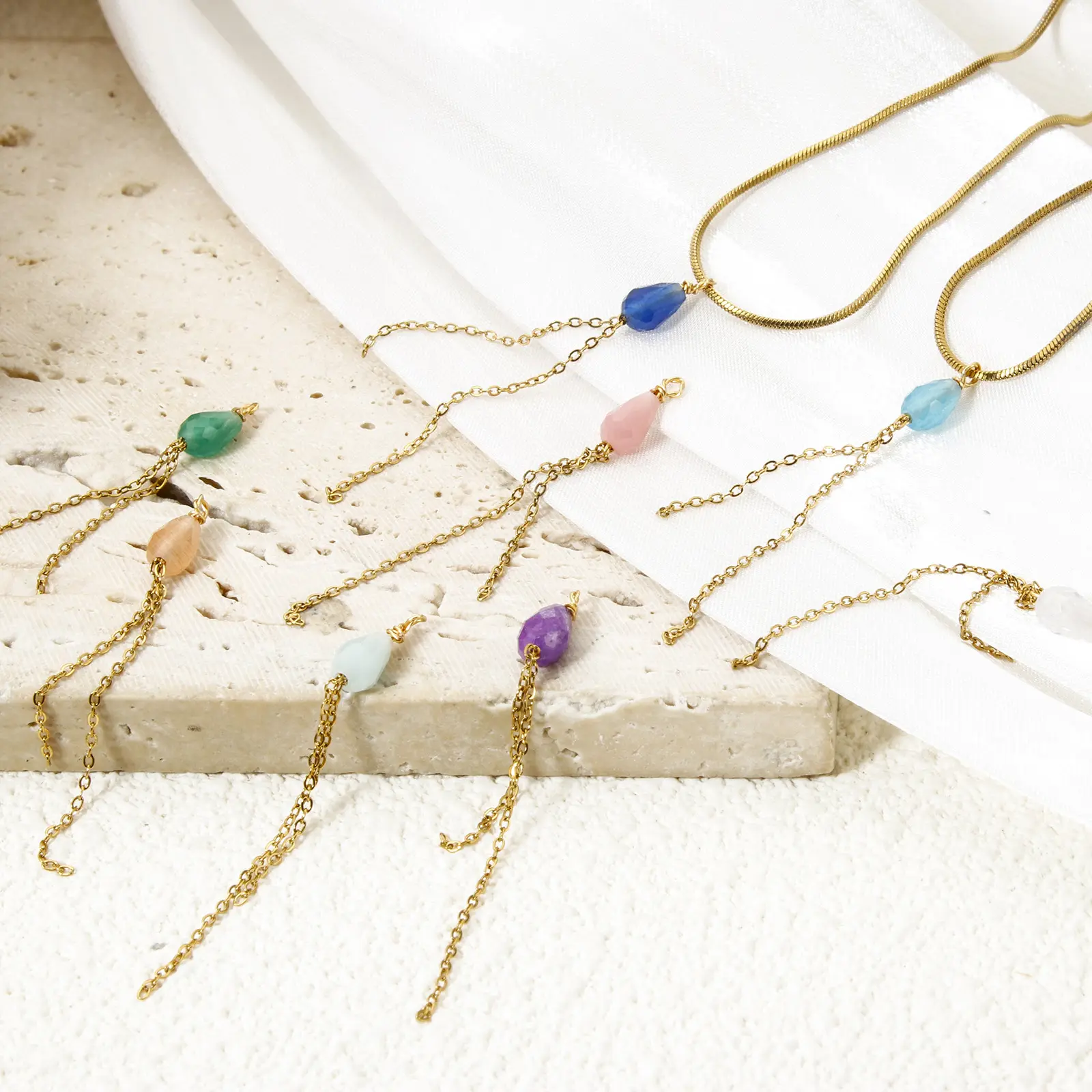 304 Stainless Steel Charms 18K Gold Plated Drop Tassel Faceted Pendants For Necklace Earrings Jewelry Making 4.5cm x 0.4cm, 2PCs