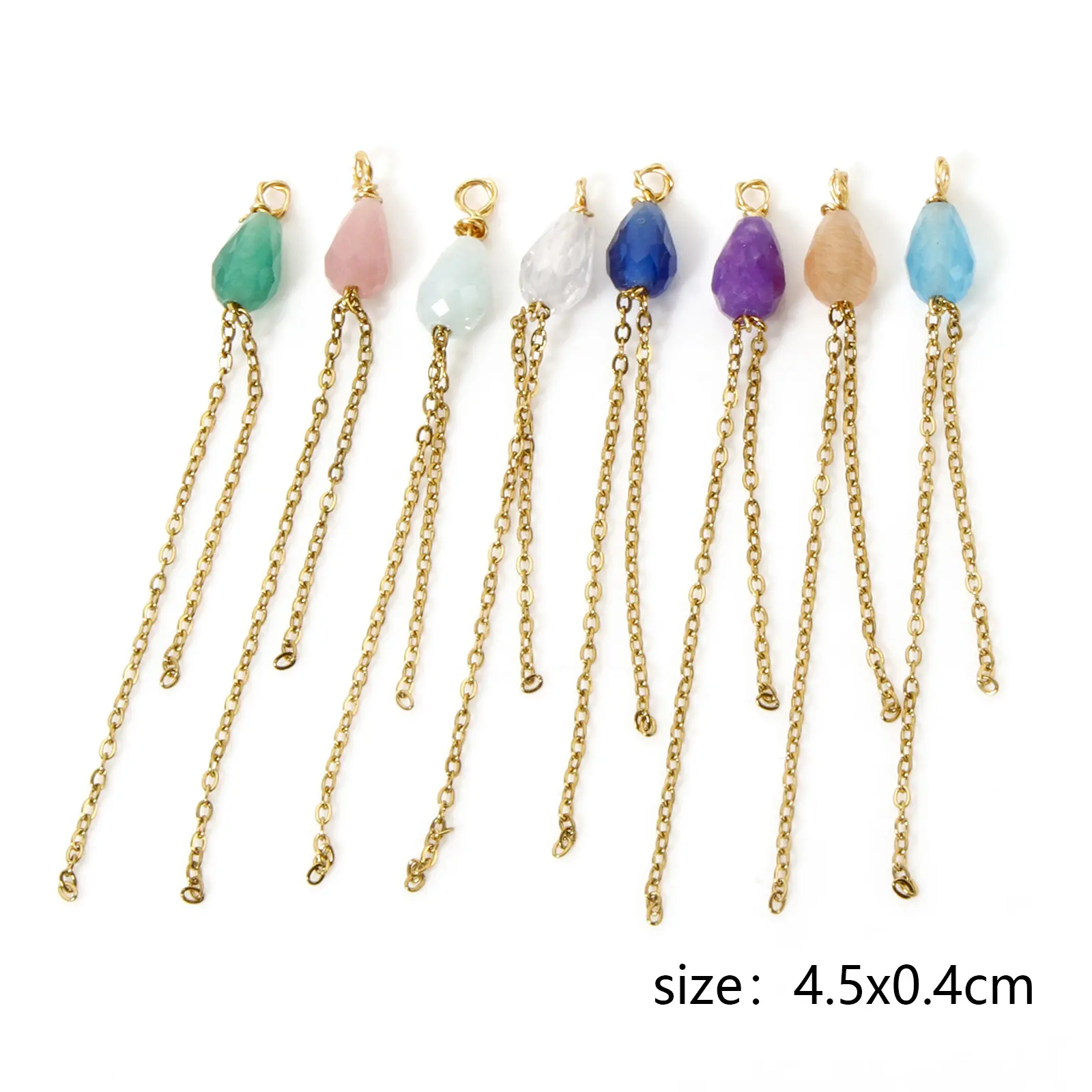 304 Stainless Steel Charms 18K Gold Plated Drop Tassel Faceted Pendants For Necklace Earrings Jewelry Making 4.5cm x 0.4cm, 2PCs