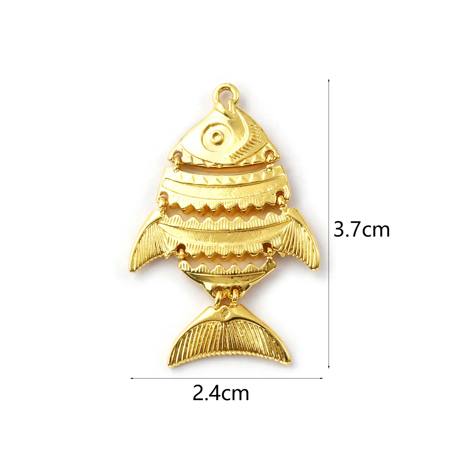 1 Piece Brass Ocean Jewelry Fish Pendants 18K Gold Plated Stripe Movable Charms For DIY Necklace Jewelry Making 3.7cm x 2.4cm