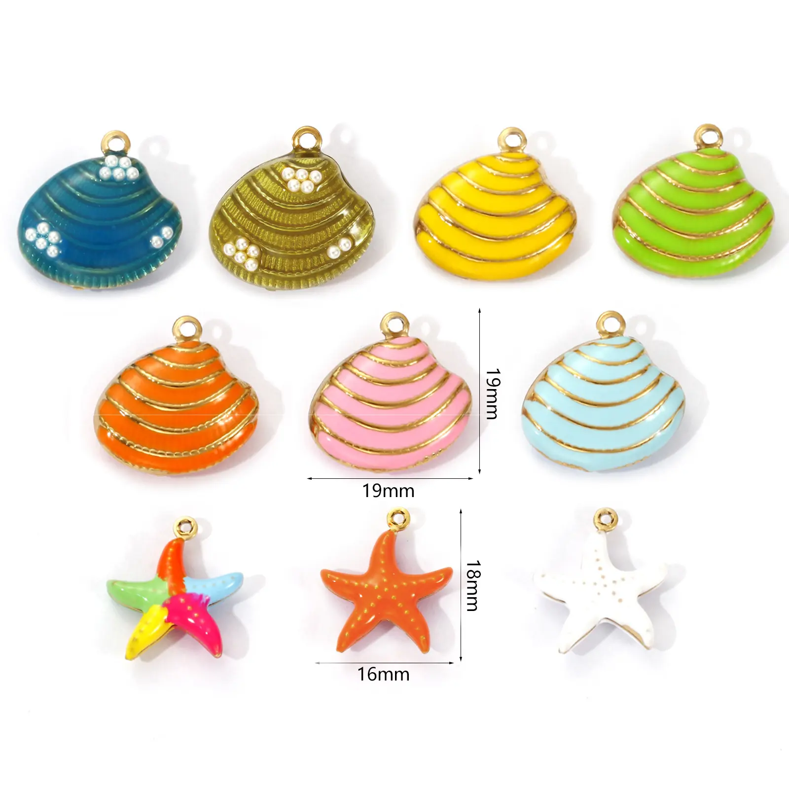 1 Piece 304 Stainless Steel Ocean Charms Shell Starfish 18K Gold Plated Enamel Pendant For DIY Necklace Bracelet Jewelry Making