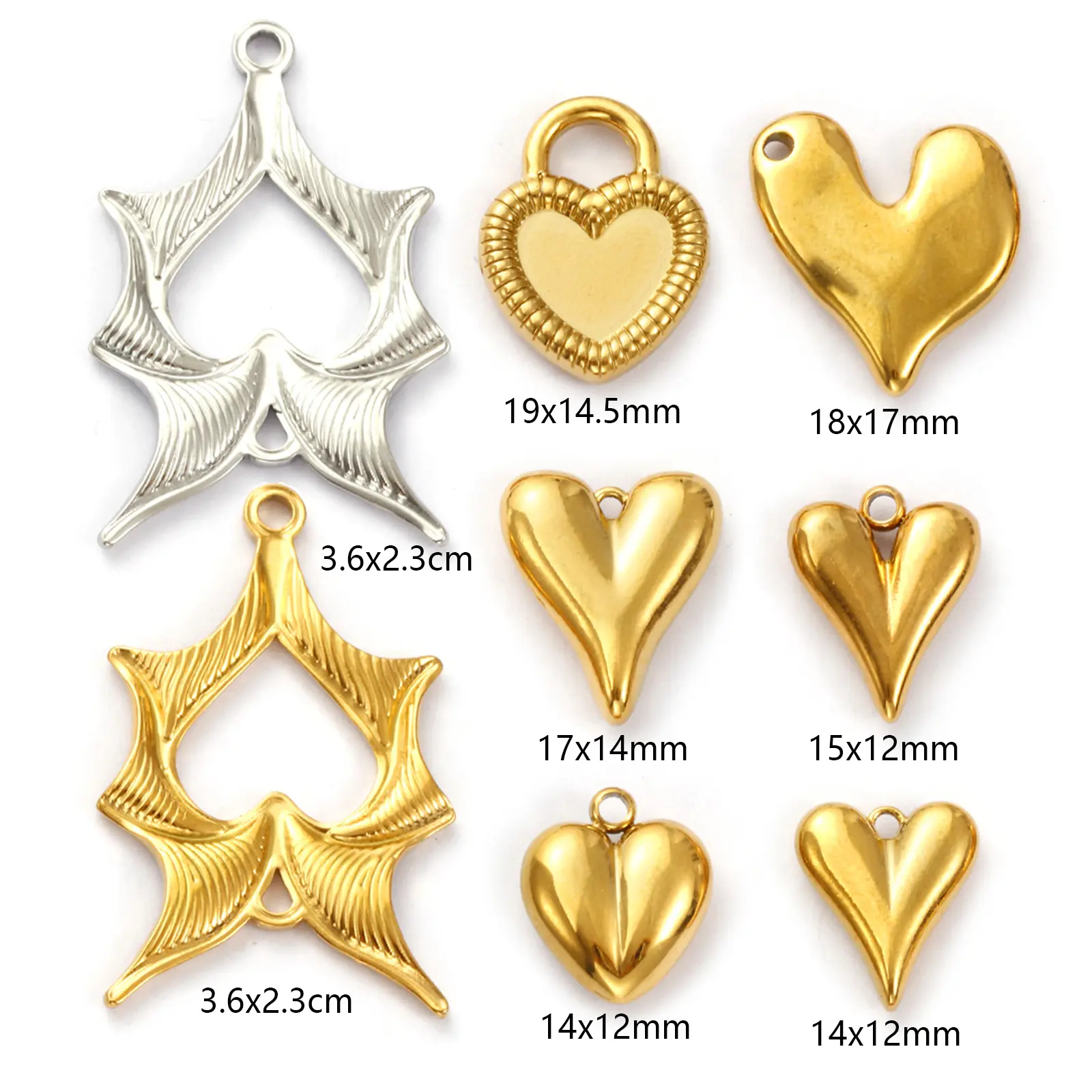 2 Piece 304 Stainless Steel Valentine's Day Charms Multicolor Heart Pendants For DIY Necklace Bracelet Jewelry Making Findings