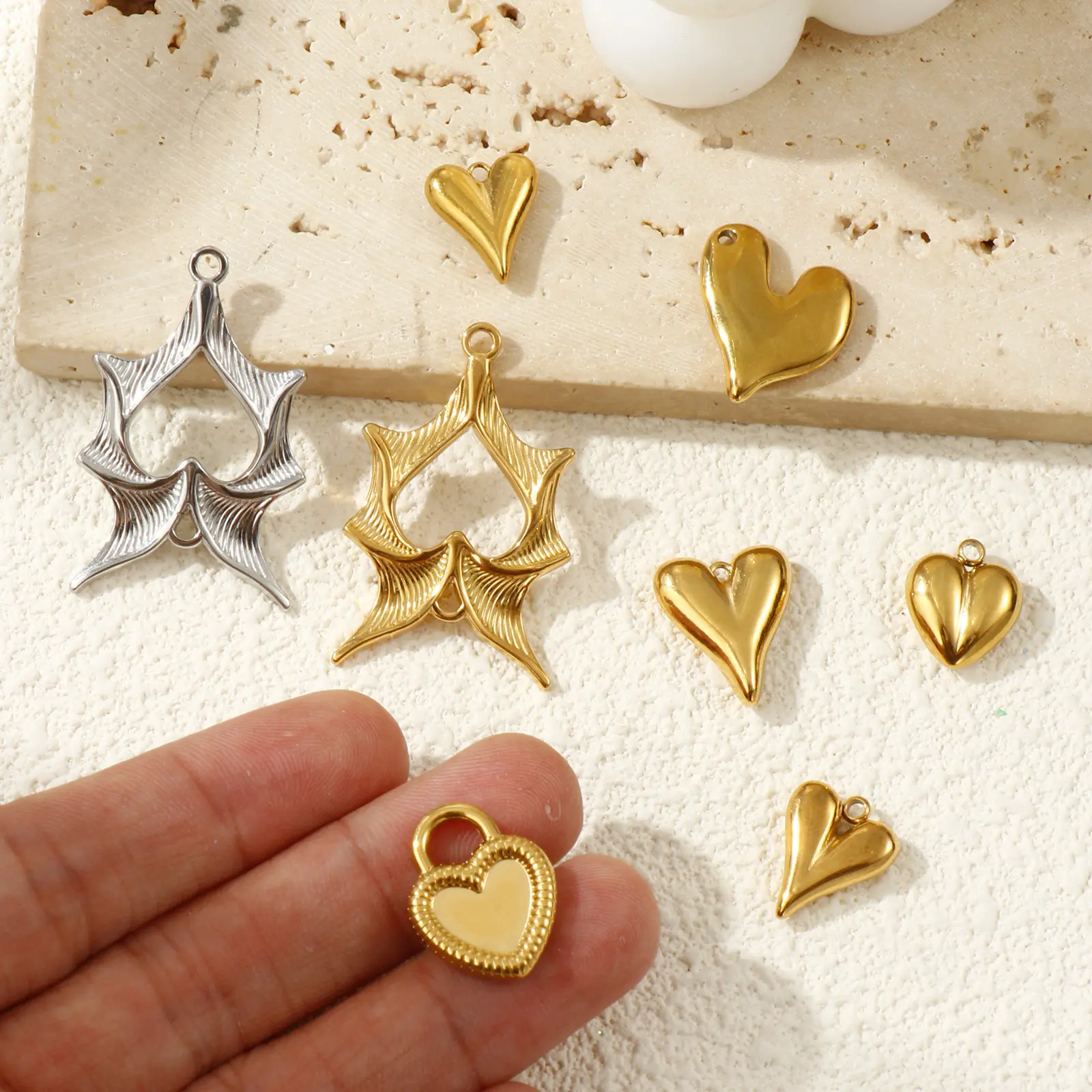 2 Piece 304 Stainless Steel Valentine's Day Charms Multicolor Heart Pendants For DIY Necklace Bracelet Jewelry Making Findings