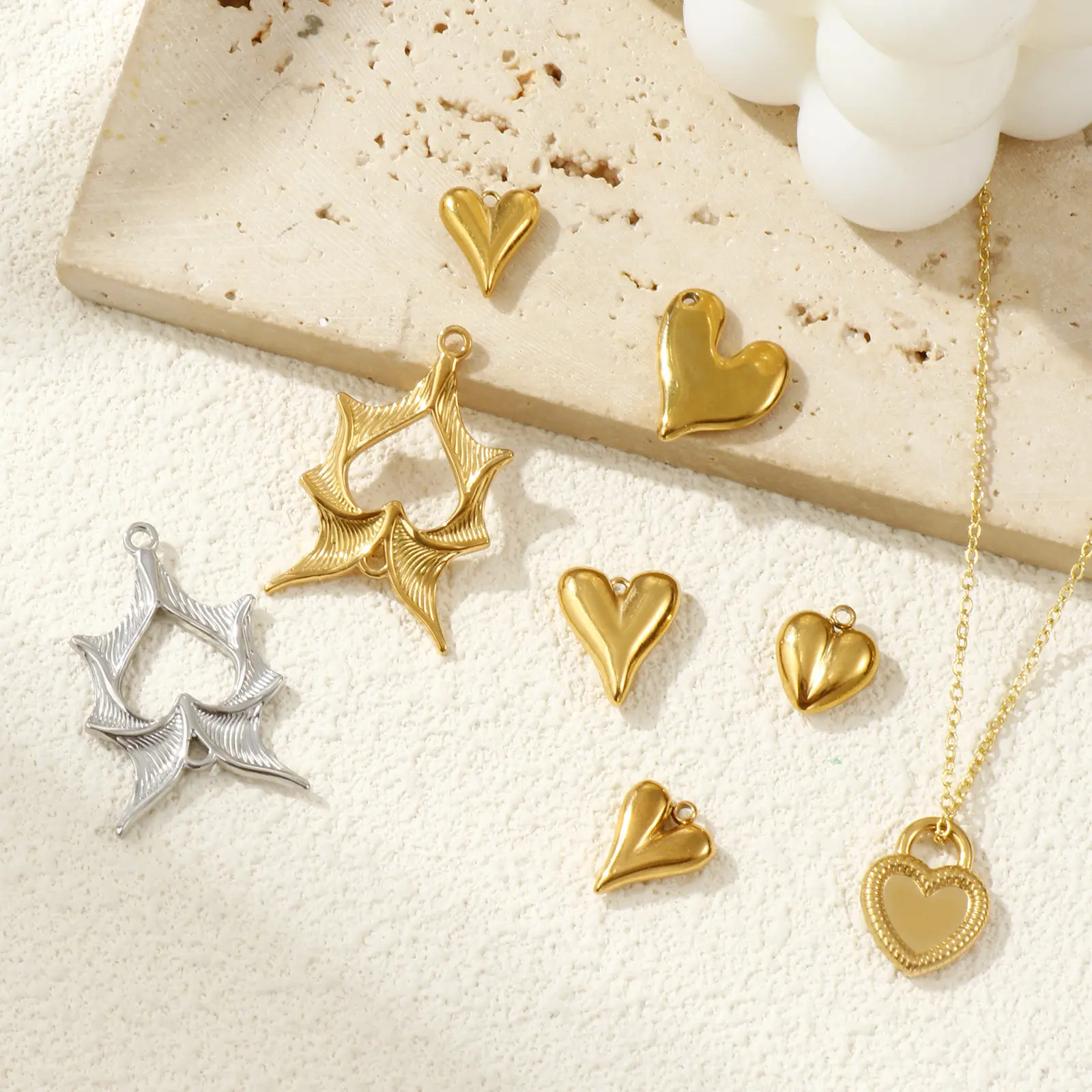 2 Piece 304 Stainless Steel Valentine's Day Charms Multicolor Heart Pendants For DIY Necklace Bracelet Jewelry Making Findings
