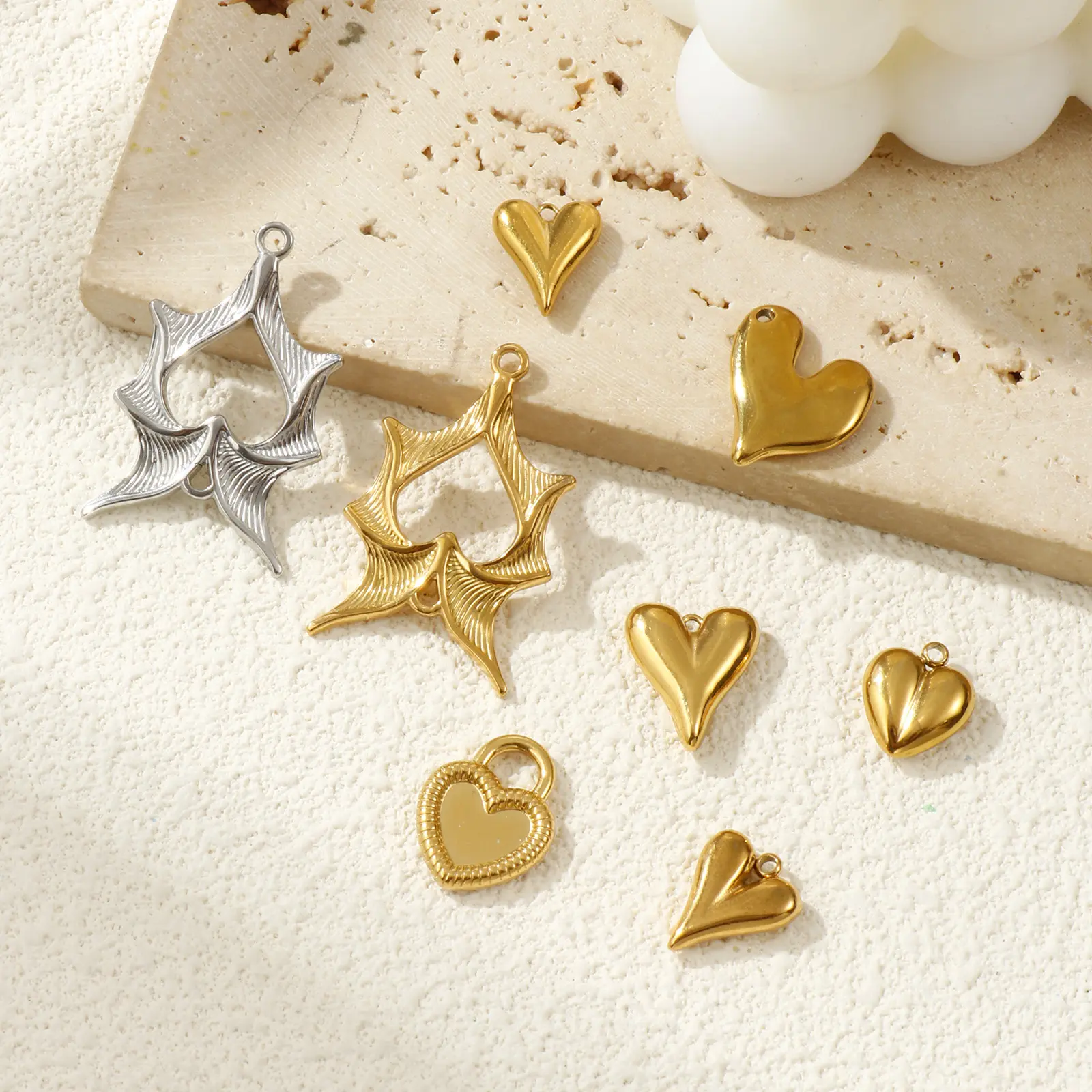 2 Piece 304 Stainless Steel Valentine's Day Charms Multicolor Heart Pendants For DIY Necklace Bracelet Jewelry Making Findings