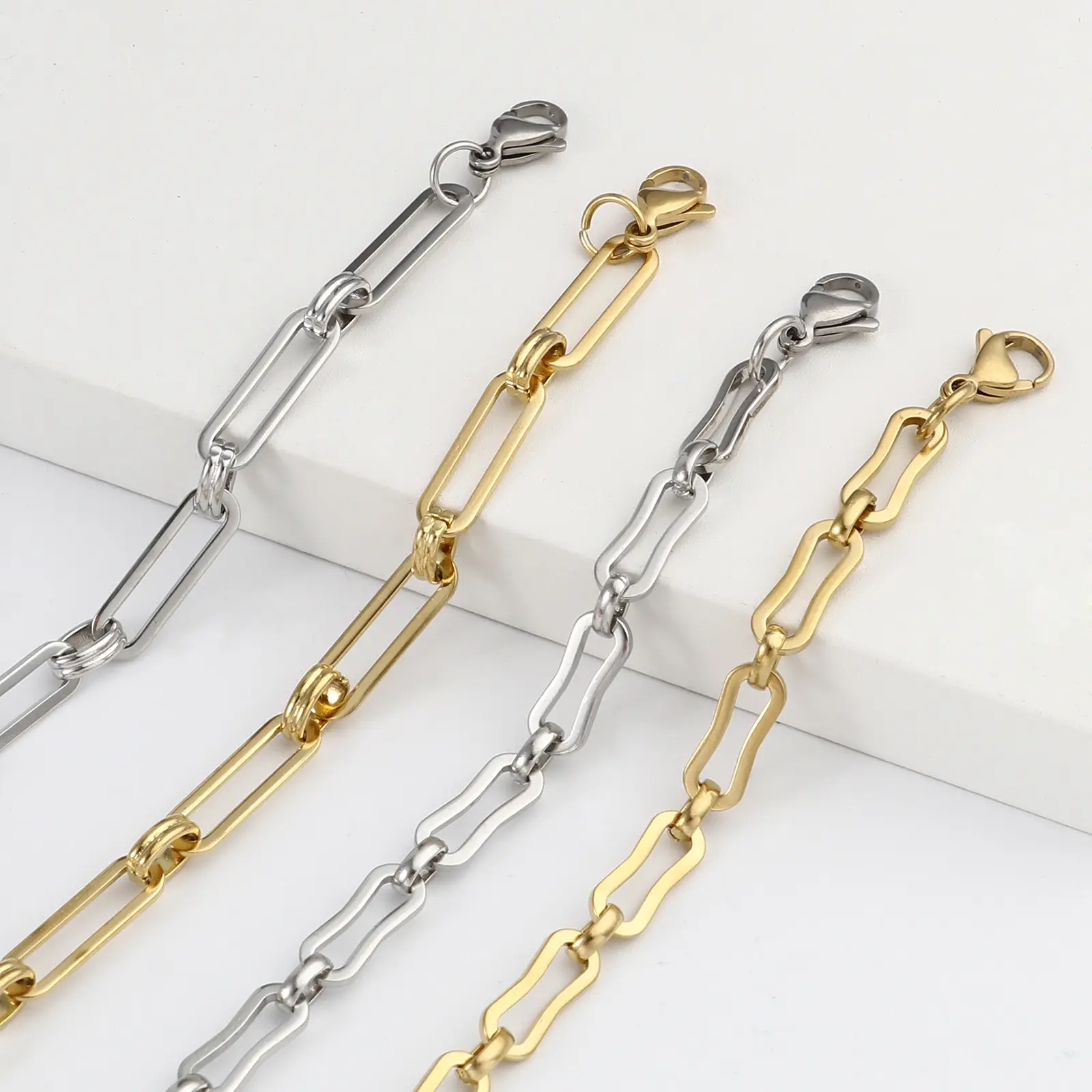 Stainless Steel Bracelets For Women Men Irregular Metal Chian Bracelet on the hand Jewelry Accessories 19cm(7 4/8") long,1 Piece
