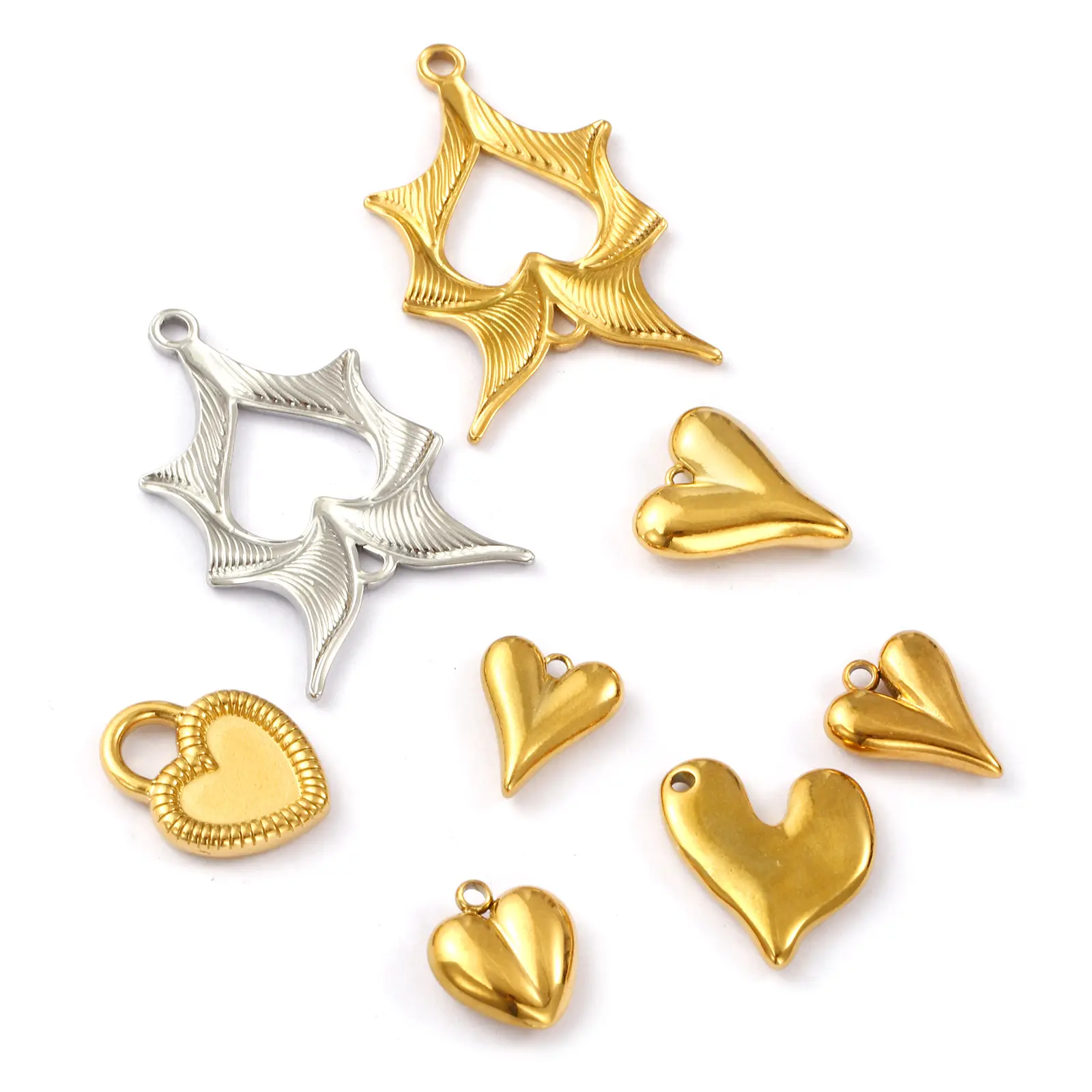 2 Piece 304 Stainless Steel Valentine's Day Charms Multicolor Heart Pendants For DIY Necklace Bracelet Jewelry Making Findings