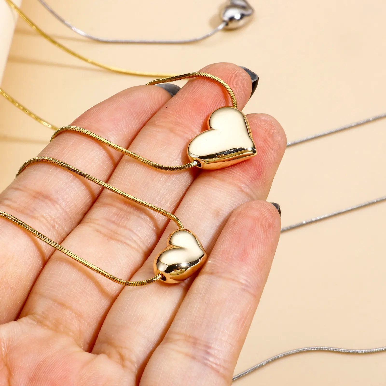 2PCs 3D Brass Heart Beads Charms Pendants For Diy Necklace Bracelet Jewelry Making Findings Accessories