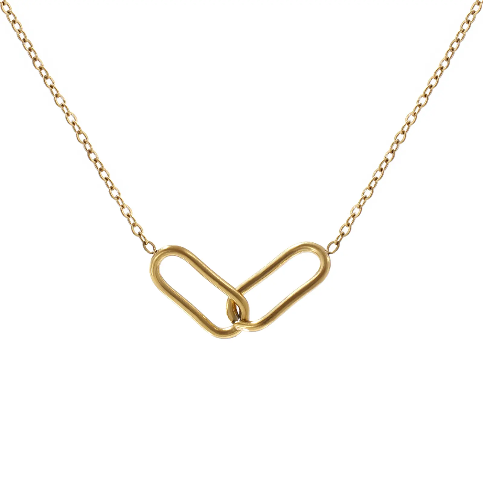 304 Stainless Steel Infinite Pendant Necklace Link Chain Oval Hollow Choker 18K Gold Plated For Women Men Unisex Gift 42cm