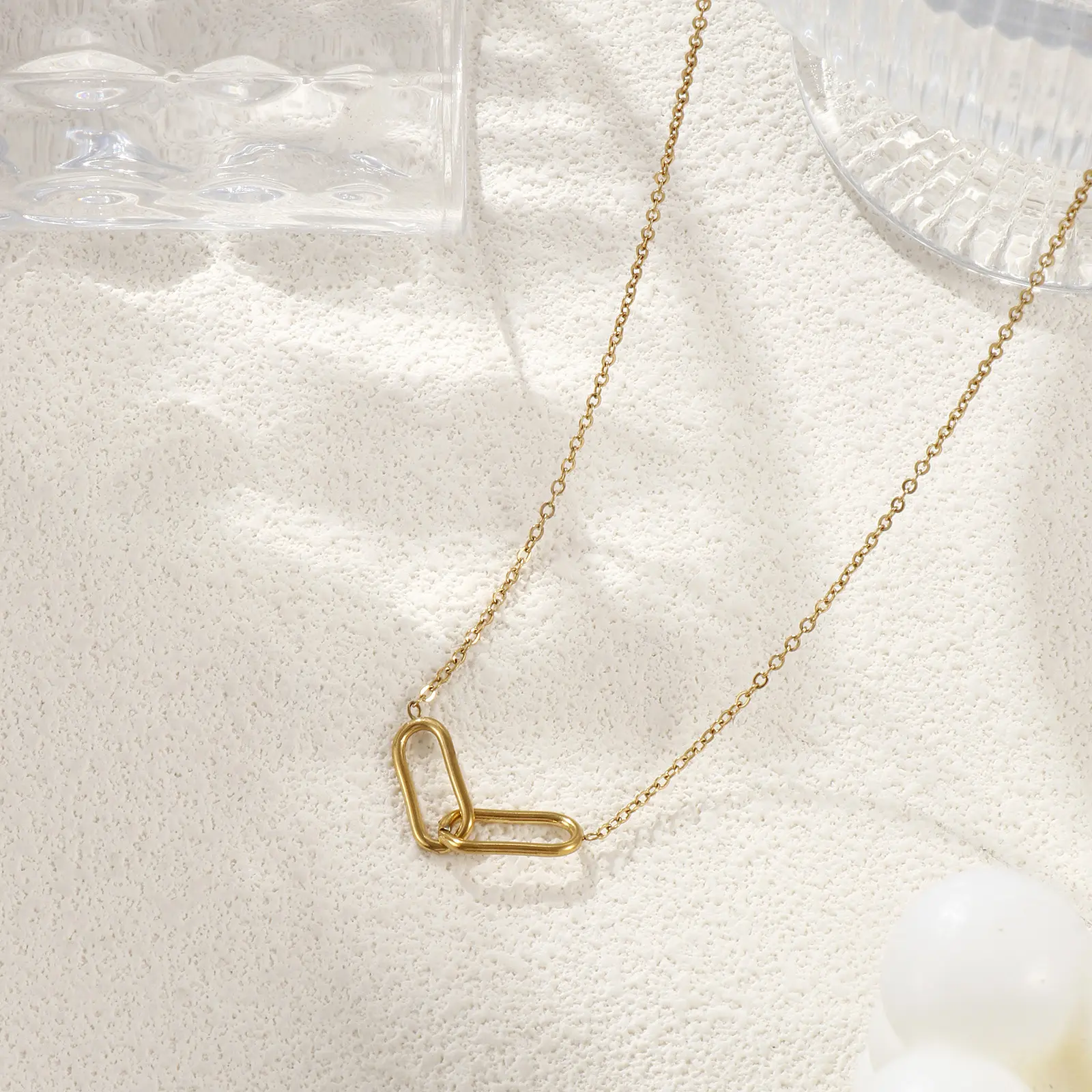 304 Stainless Steel Infinite Pendant Necklace Link Chain Oval Hollow Choker 18K Gold Plated For Women Men Unisex Gift 42cm