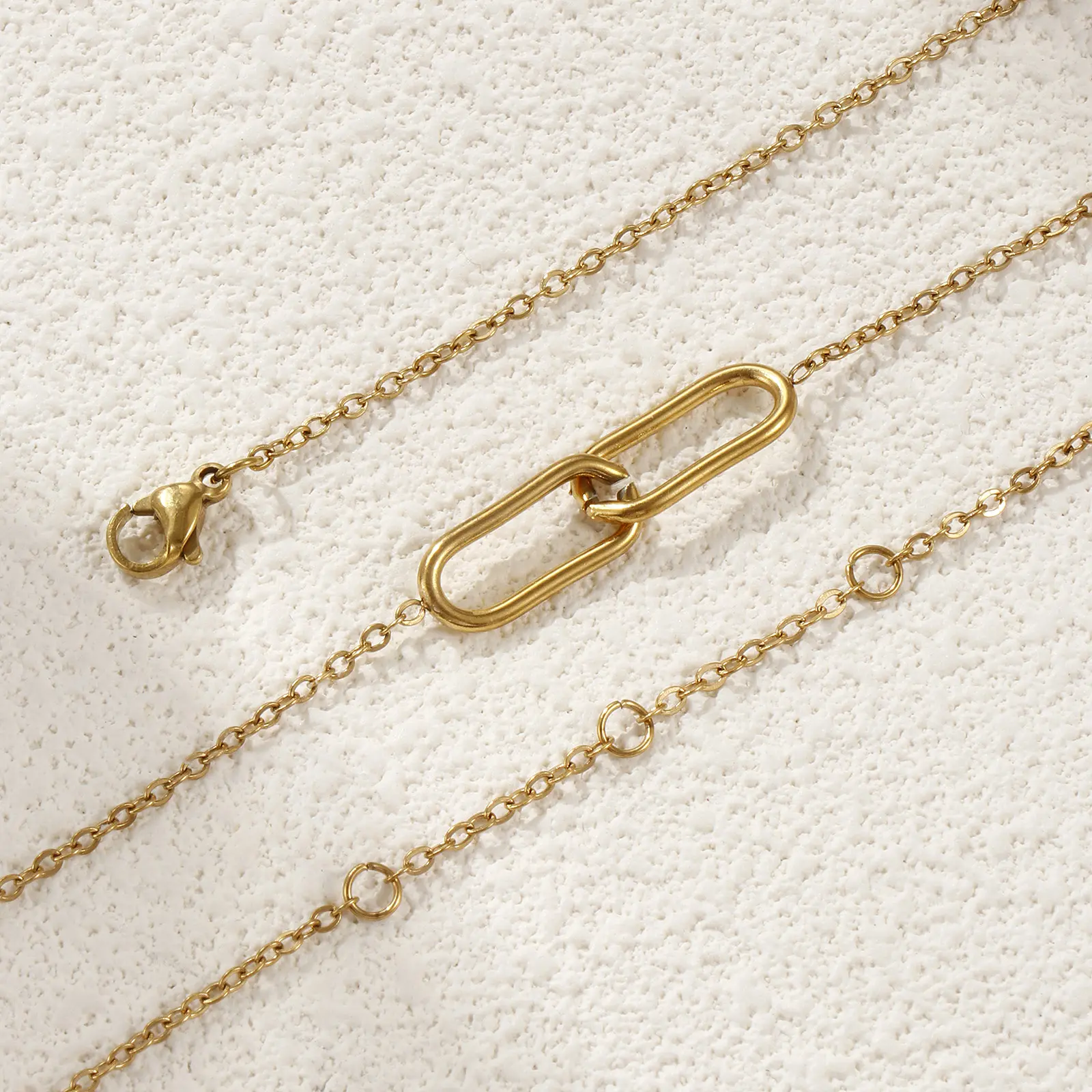 304 Stainless Steel Infinite Pendant Necklace Link Chain Oval Hollow Choker 18K Gold Plated For Women Men Unisex Gift 42cm