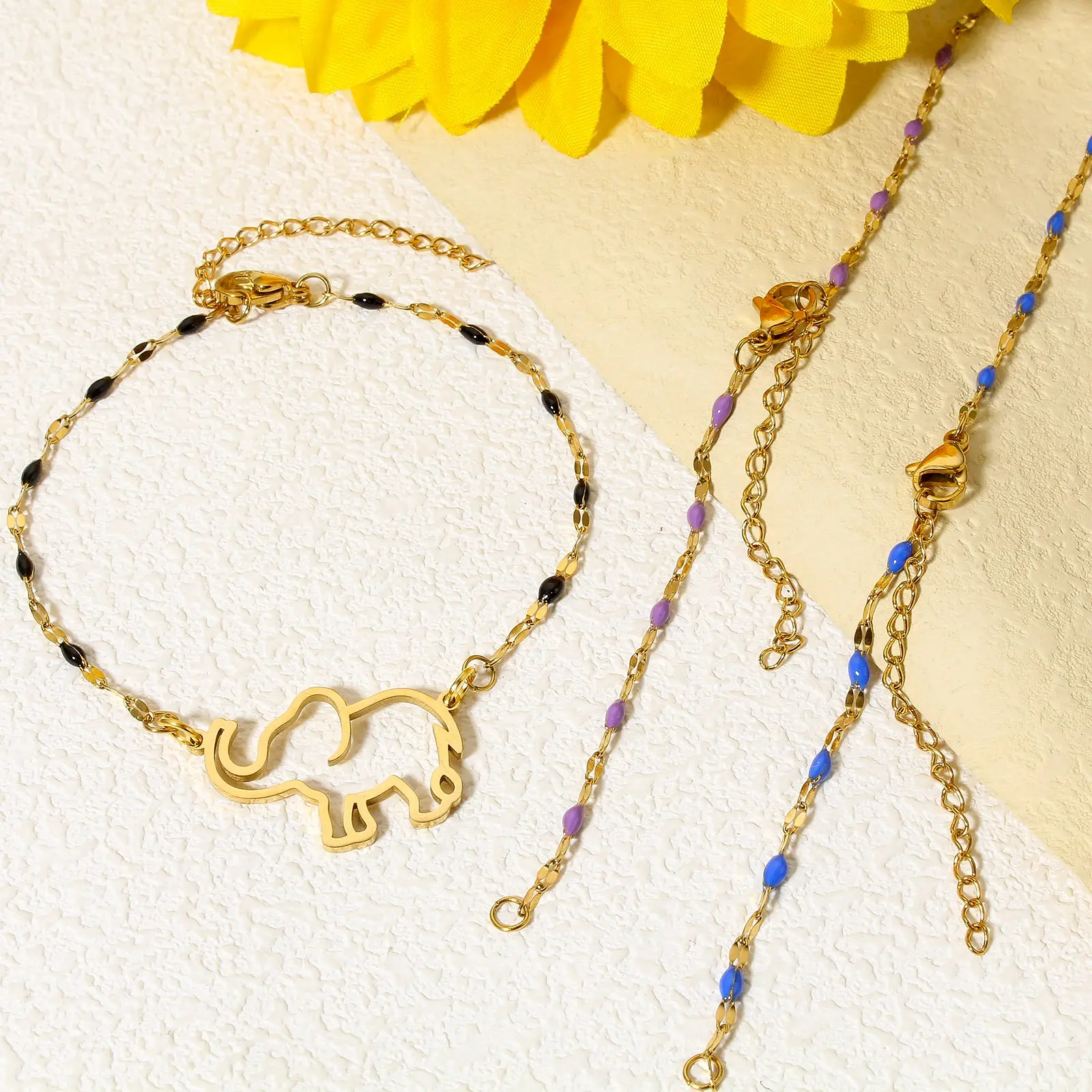 304 Stainless Steel Lips Chain Bracelets For DIY Handmade Jewelry Making Gold Color Enamel Beads Women Gifts 15.5cm(6 1/8") long