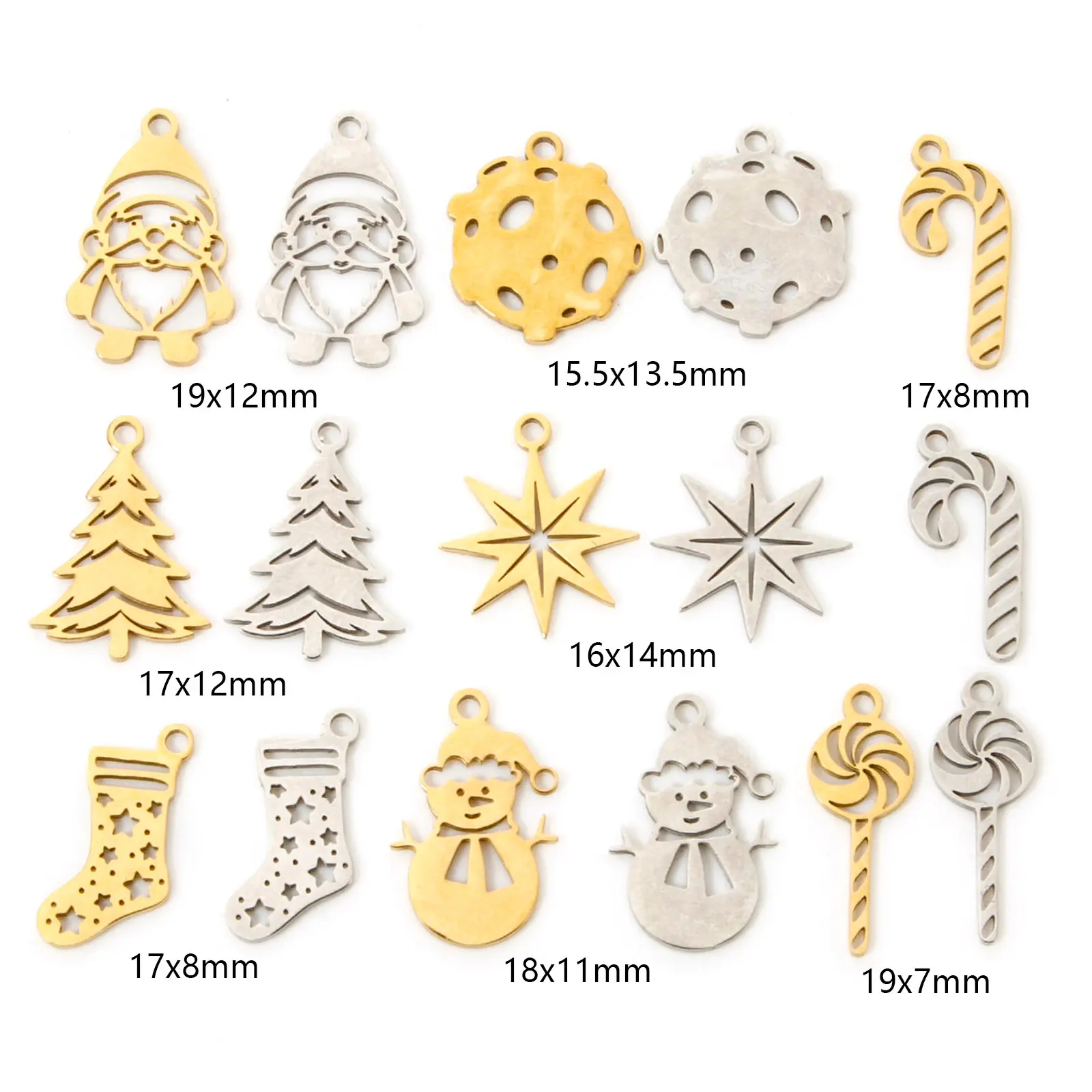 1Piece 304 Stainless Steel Christmas Charms Pendants Santa Claus Lollipop Sock For DIY Jewelry Necklace Bracelet Making Findings