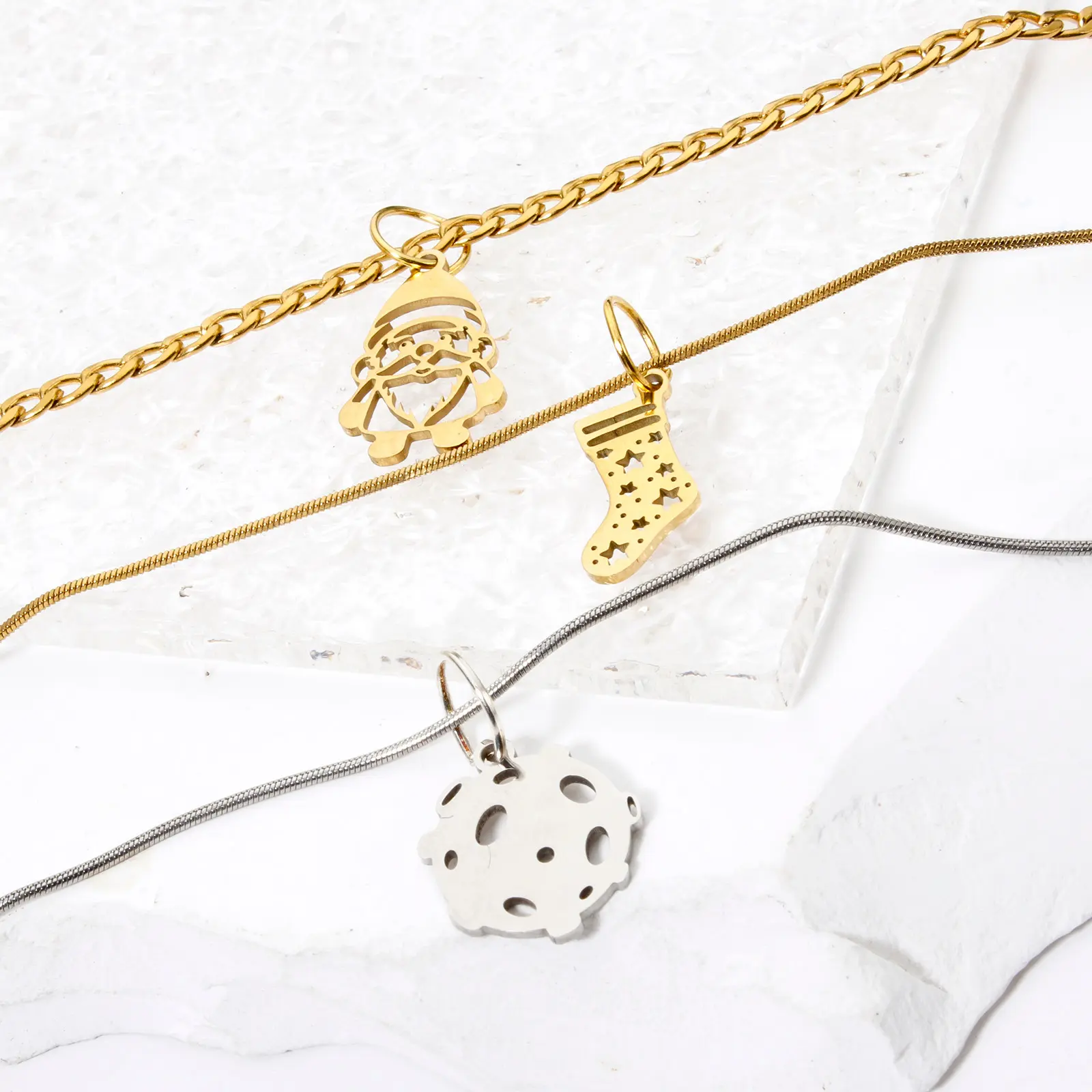 1Piece 304 Stainless Steel Christmas Charms Pendants Santa Claus Lollipop Sock For DIY Jewelry Necklace Bracelet Making Findings