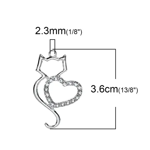 Cute Cat Pendant Zinc Based Alloy Charms Pendant Cat Animal Silver Color Hollow DIY Jewelry Bracelet Handmade Accessories