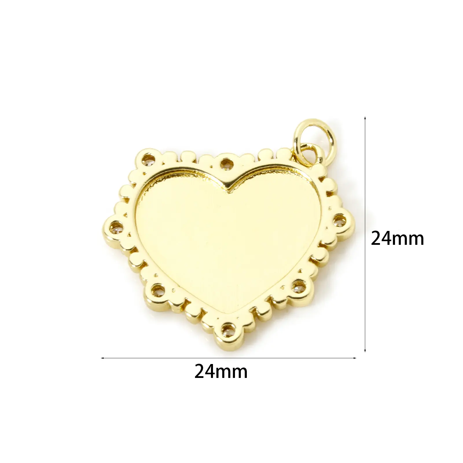 1 Piece Brass Valentine's Day Charms 18K Real Gold Plated Enamel Heart Pendants For DIY Necklace Jewelry Making 24mm x 24mm