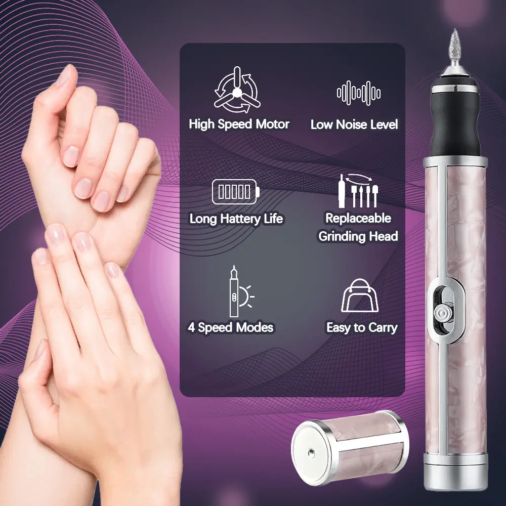 LINMANDA Rechargeable Electric Nail File Machine for Acrylic Nails Gel Polishing Cordless Efile Bits Kit for Manicure Salon Home