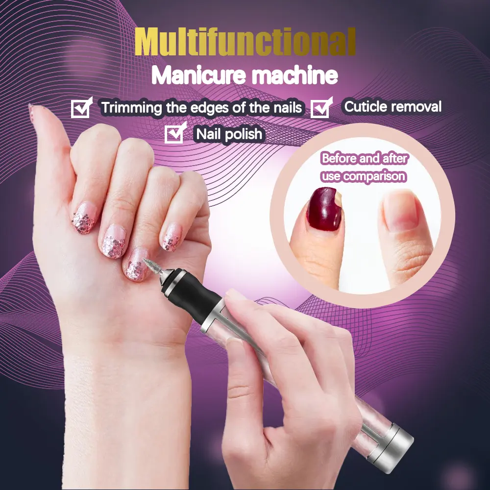 LINMANDA Rechargeable Electric Nail File Machine for Acrylic Nails Gel Polishing Cordless Efile Bits Kit for Manicure Salon Home