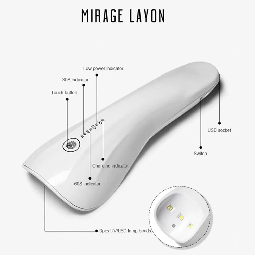 LINMANDA Portable USB Handheld Nail Lamp Mutifunctional Machine Portable Nail Phototherapy Machine Small Rechargeable Lamp