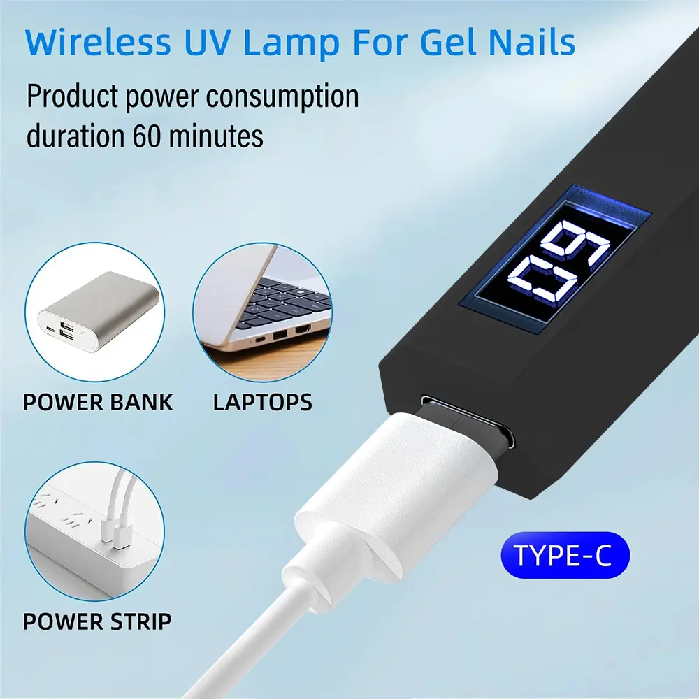LINMANDA Portable Nail Dryer Lamp UV LED Nail Light for Curing All Gel Polish USB Rechargeable Quick Dry Manicure Nail Art Tools