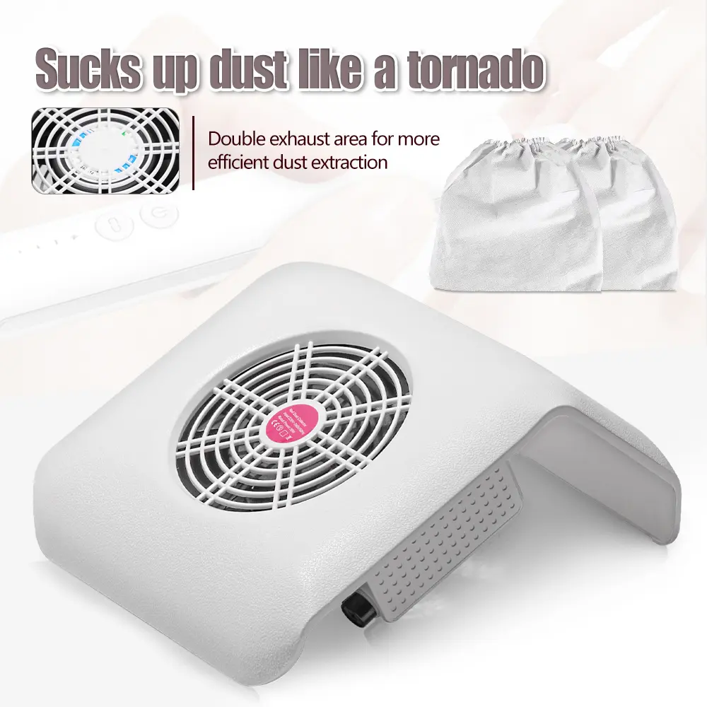 LINLANDA Nail Art Fan Nail Dust Vacuum and Nail Dust Vacuum Bag Gel Nail Dust Reducer Professional Nail Art Vacuum Equipment