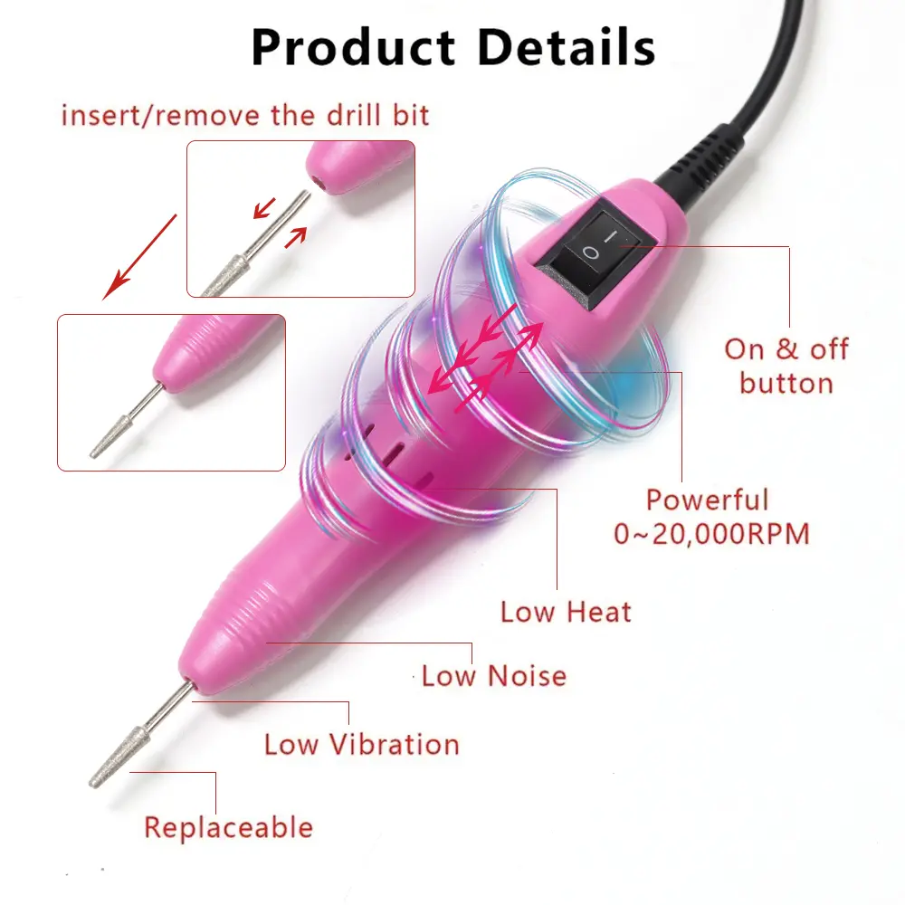 LINMANDA 20000RPM Electric Nail Drill Machine Manicure With Nail Drill Bits Set Nail Files Drill Bits Gel Polish Remover Tools