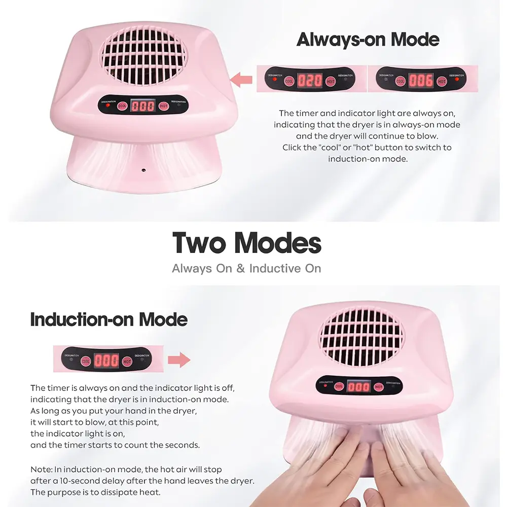 LINMANDA Air Nail Art Dryer With Automatic Sensor 300W Timing Warm Cool Wind  Air Nail Fan Blow Dryer for Both Hands And Feet