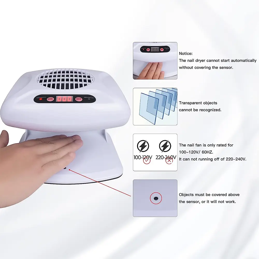 LINMANDA Air Nail Art Dryer With Automatic Sensor 300W Timing Warm Cool Wind  Air Nail Fan Blow Dryer for Both Hands And Feet
