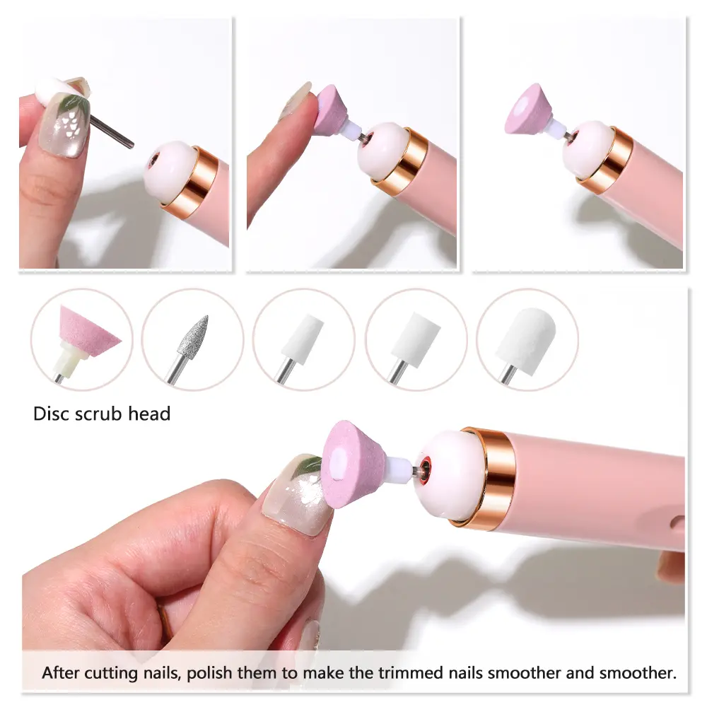 LINMANDA Portable Nail File Care Set with 12 Attachment Drill Bits USB Charge with LED Light Adjustable 4 Speed Home Use