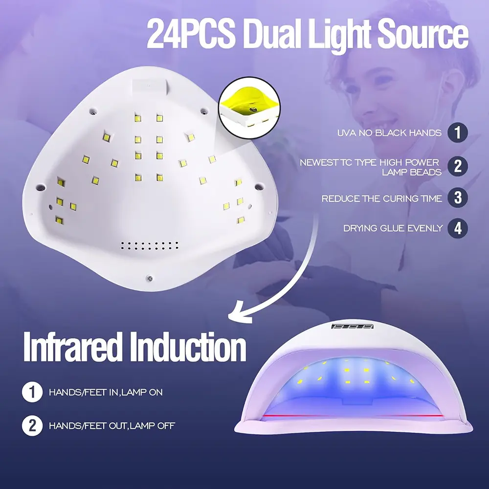 LINMANDA Nail Lamp 48W Nail Dryer Gel Nail Polish Curing LED UV Light with 4 Timers Automatic Sensor LCD Display Nail Art Tools