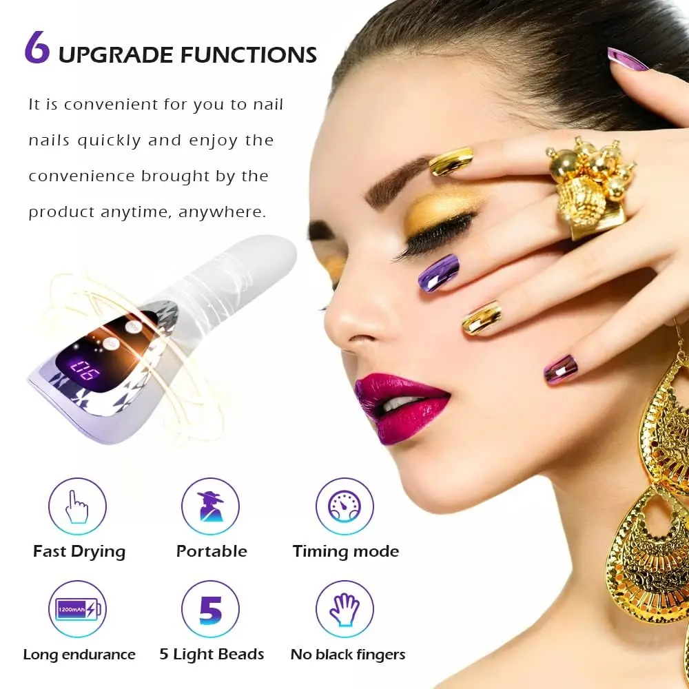 LINMANDA Handheld LED UV Nail Lamp Mini Gel Nails Light Flash Nail Curing Polish Rechargeable Nail Dryer Fast-Dry Machine