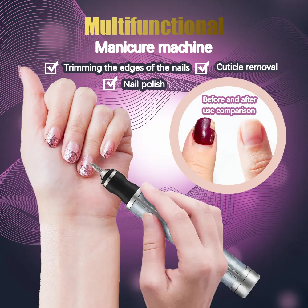 LINMANDA Rechargeable Electric Nail File 4 Speed Adjustment Multifunctional Grinding Head Nails Grinding Polishing Dead Skin