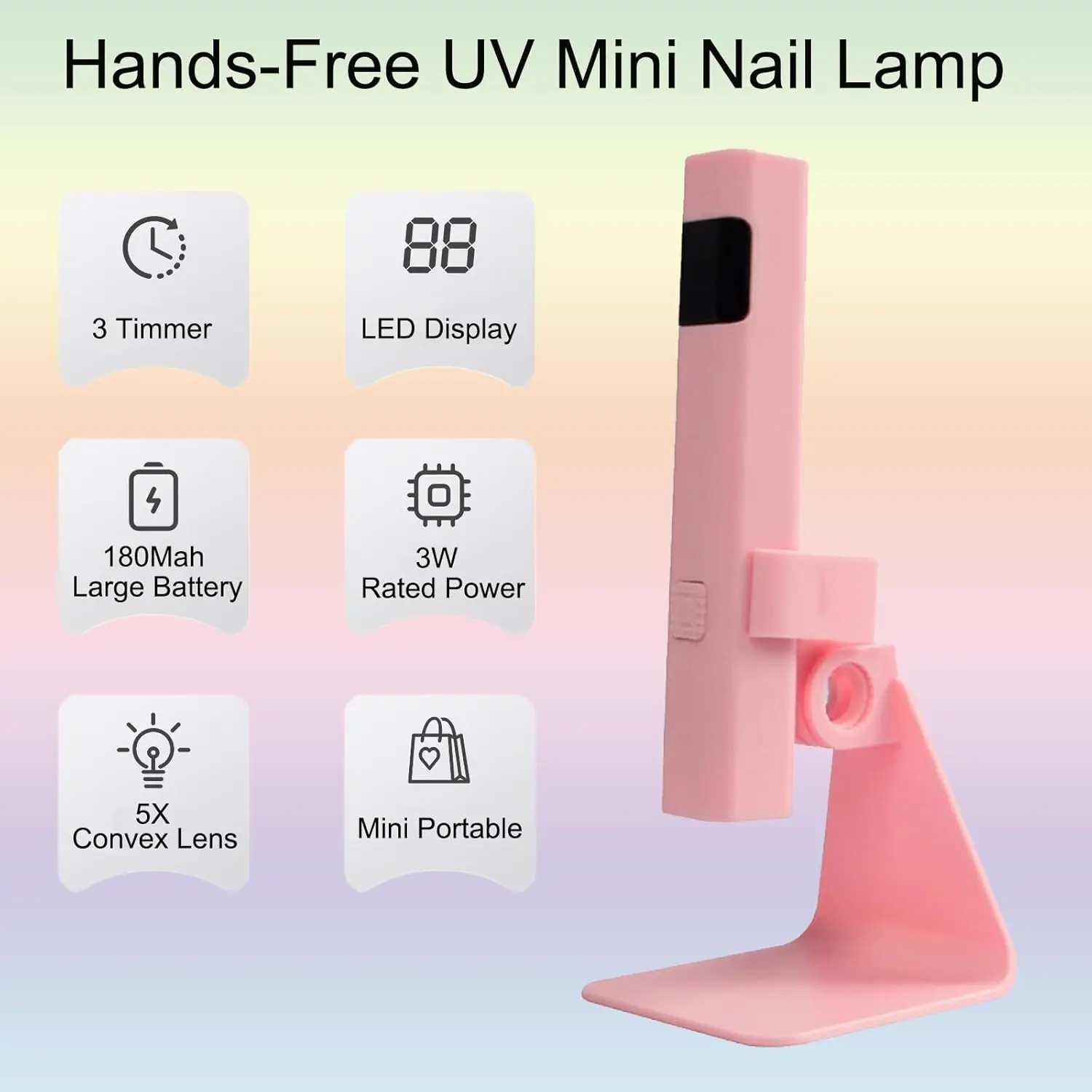 LINMANDA Handheld UV Light for Gel Nails Portable Mini LED Nail Dryer with LCD Screen With 3 Timer 3W Nail Lamp for Fast Curing