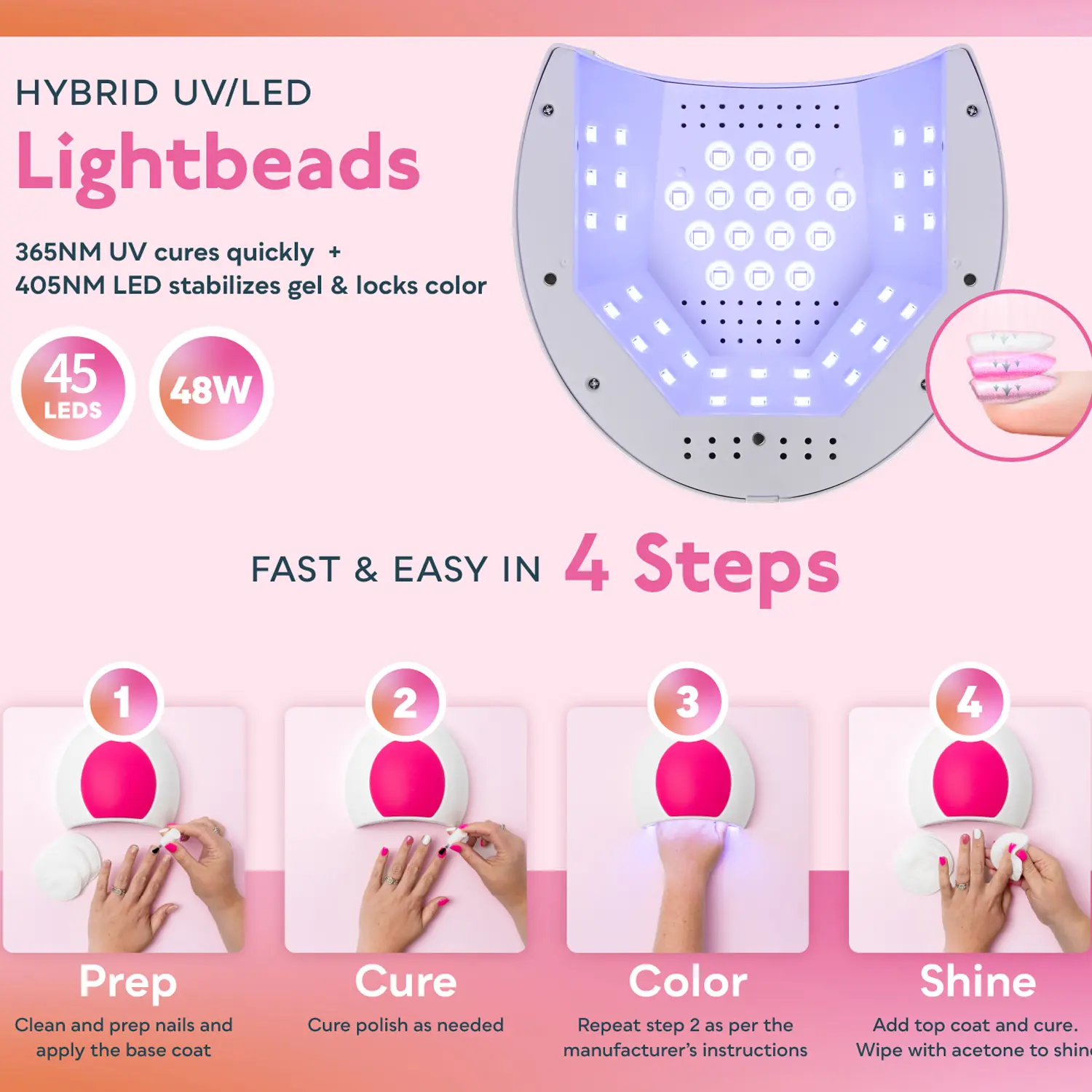 LINMADA SUN2C UV LED Nail Lamp 48W UV Light for Nails with 4 Timer Settings LED Nail Light Suitable for Home Diy and Nail Salon