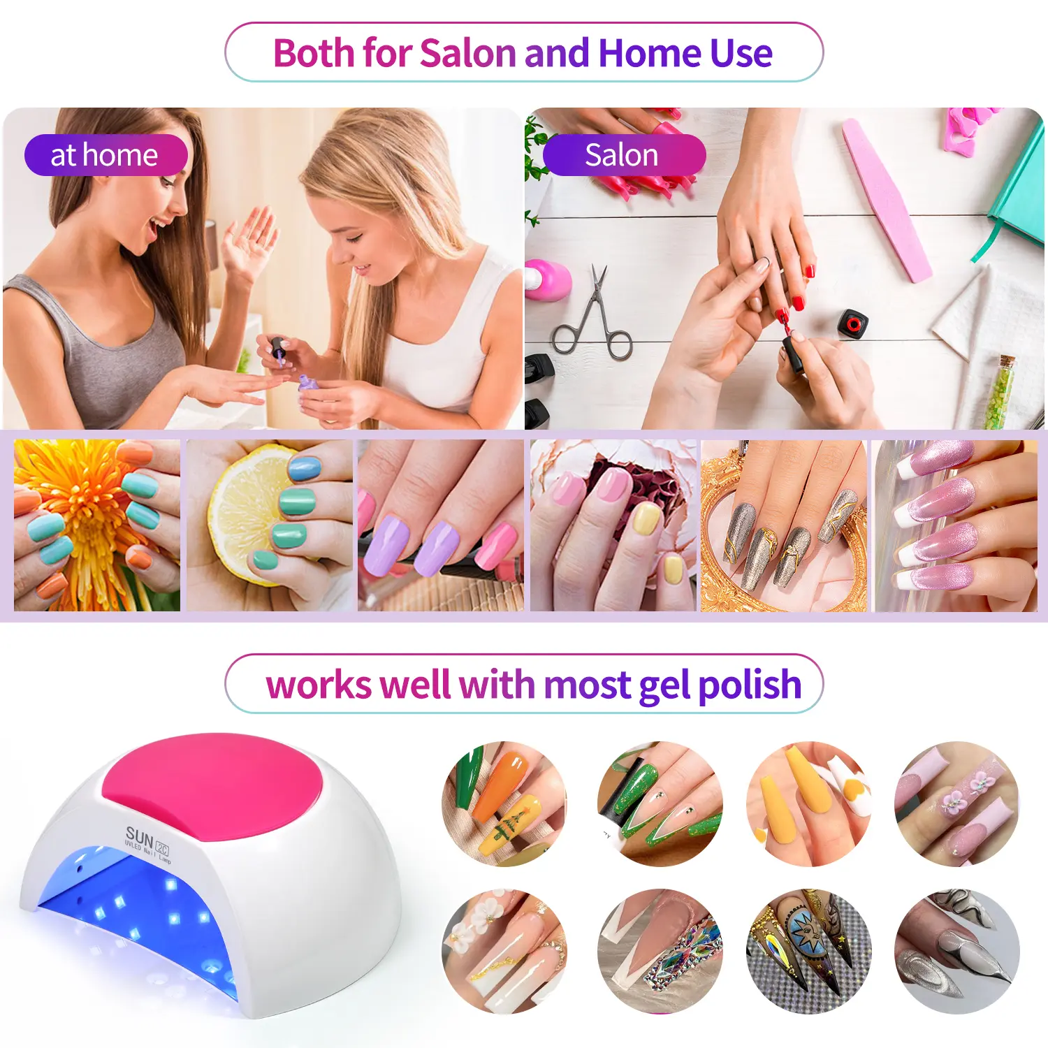 LINMANDA SUN2C UV Nail Lamp 48W Gel Polish Dryer Pedicure Light Manicure Lamp Nail Art Gel Dryer Machine Nail LED Lamp Salon Use