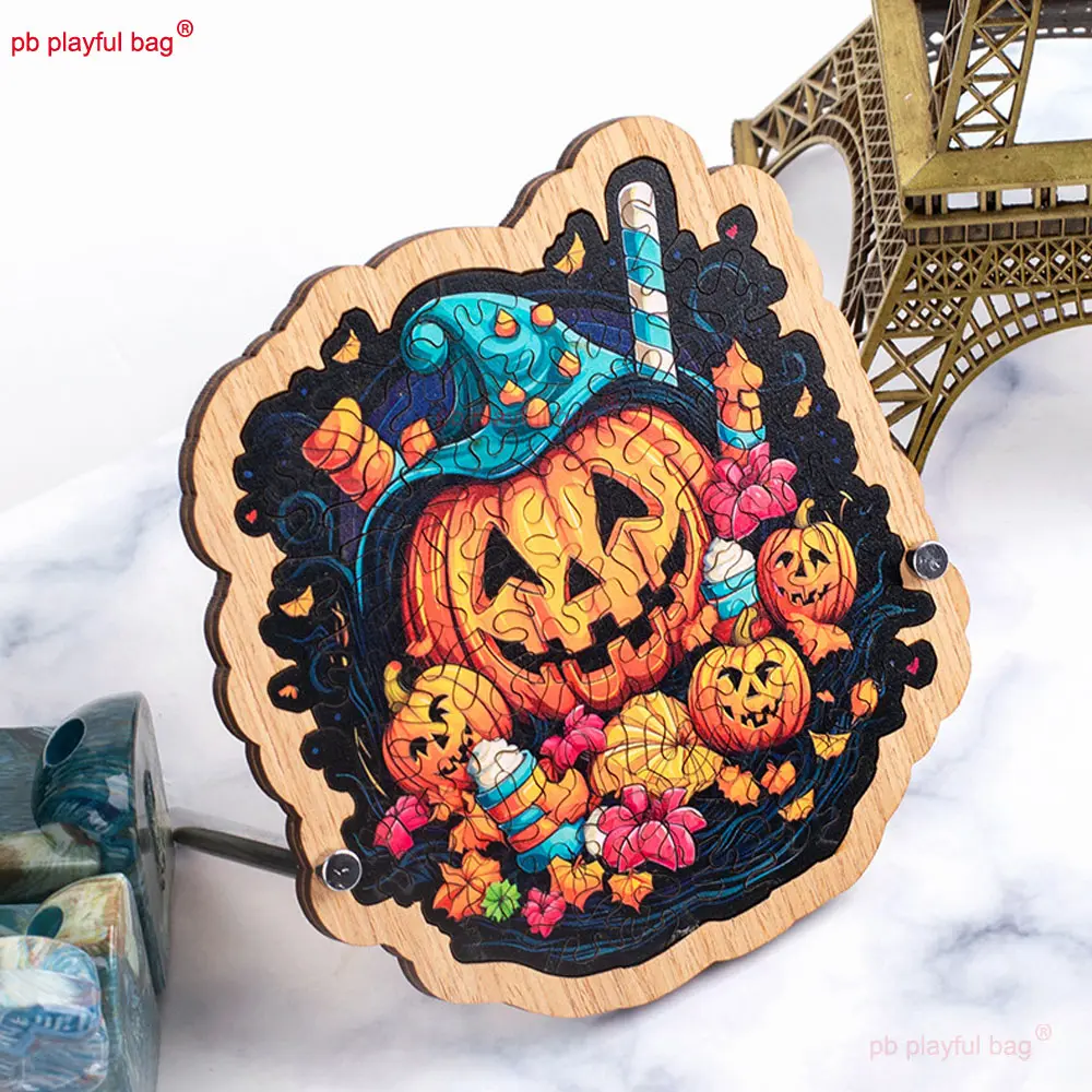59PCS Wooden Puzzle Halloween Pumpkin Halloween Puzzle Fun Gift Series Children's Educational Toys Creative Decoration UG362