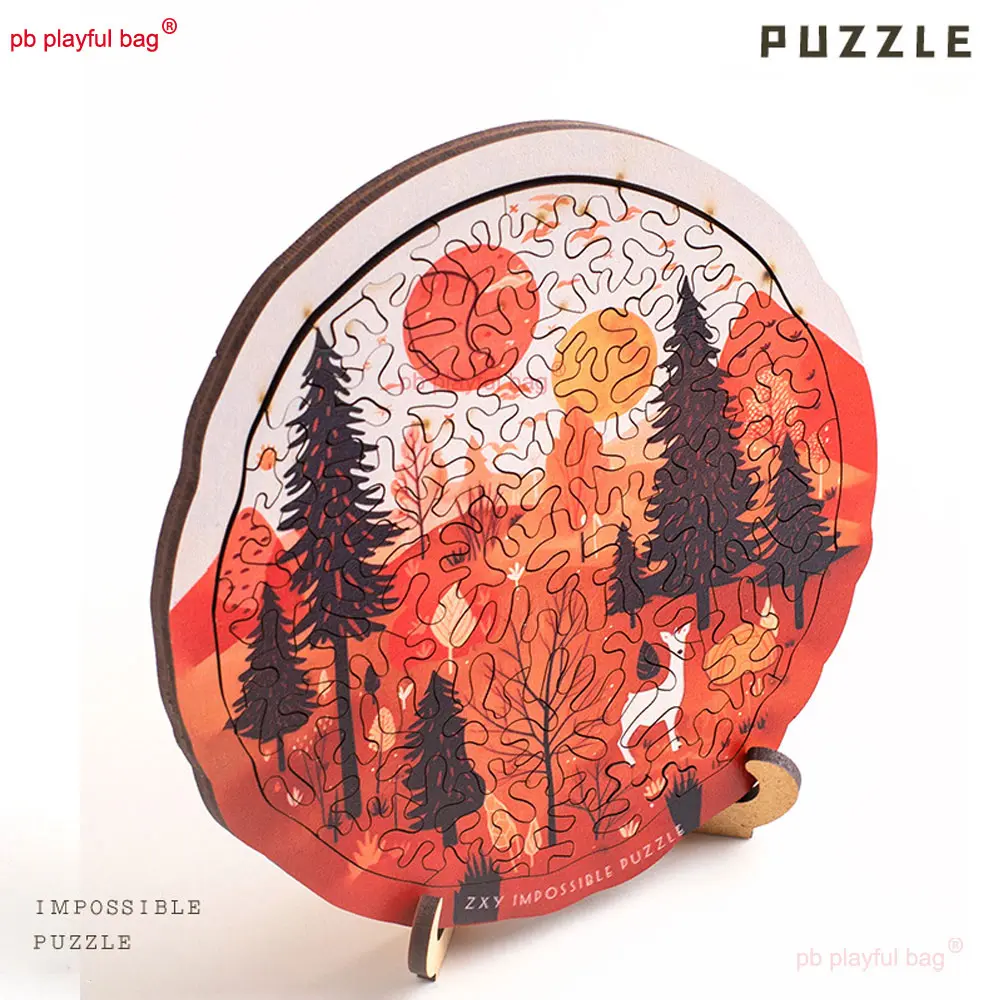 70PCS Wooden Puzzle Autumn Forest High Difficulty Puzzle Fun Gift Series Children's Educational Toys Creative Decoration UG363