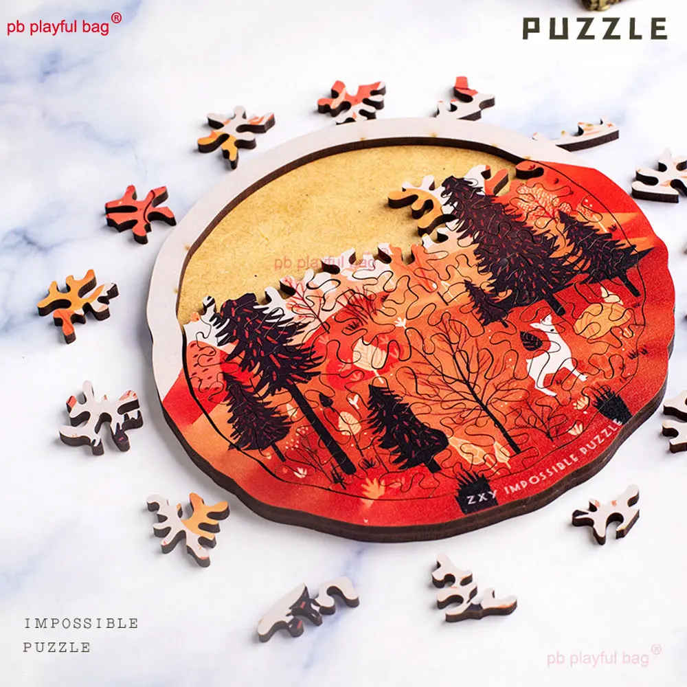70PCS Wooden Puzzle Autumn Forest High Difficulty Puzzle Fun Gift Series Children's Educational Toys Creative Decoration UG363